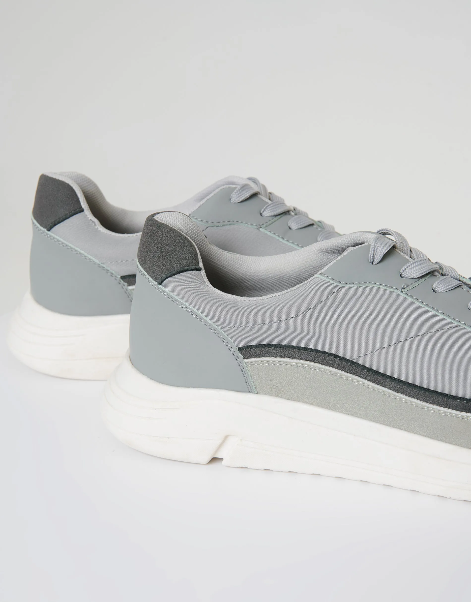 Grey Retro Panelled Court Trainers sold by Threadbare product image thumbnail 4