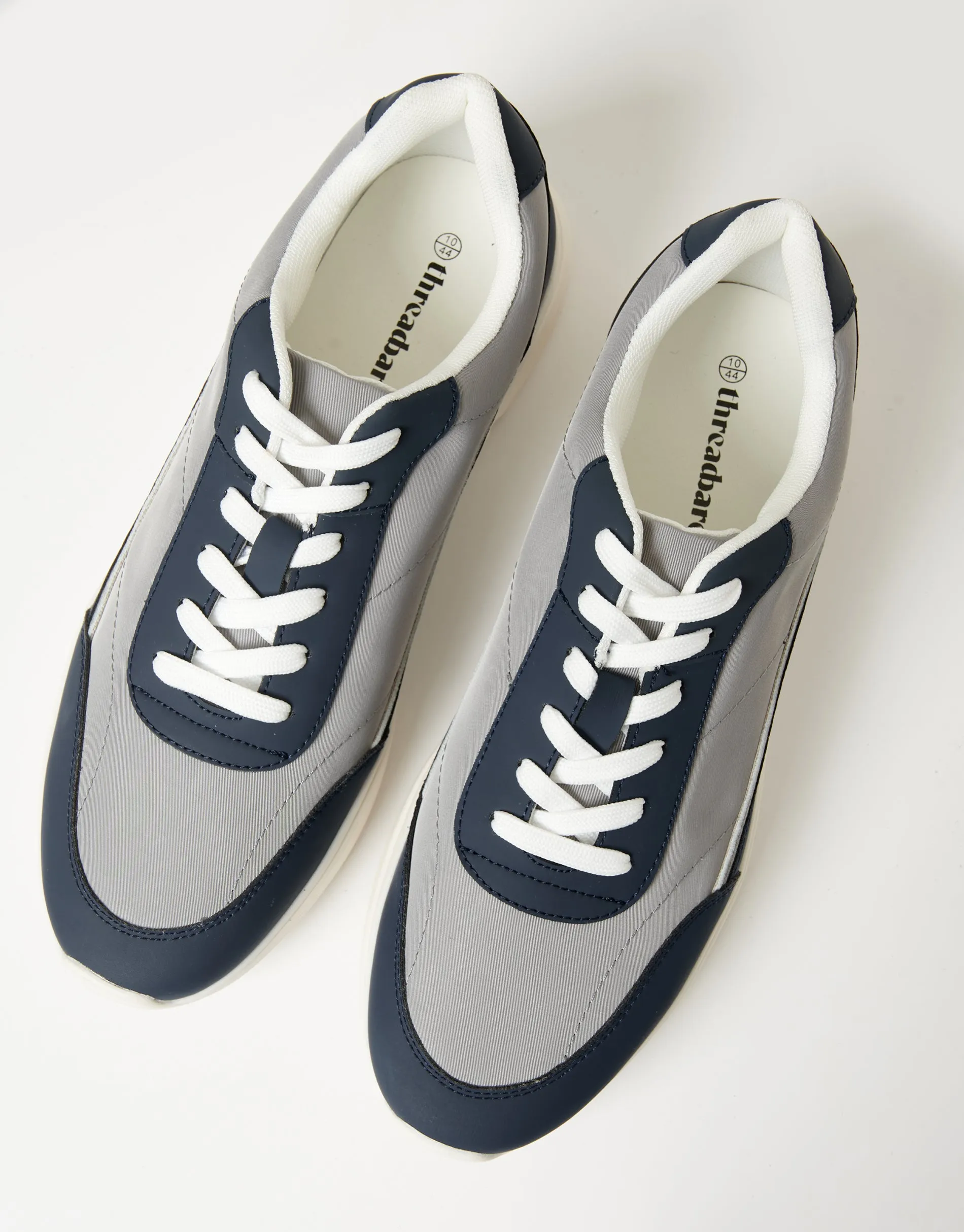 Navy Retro Panelled Court Trainers sold by Threadbare product image thumbnail 2