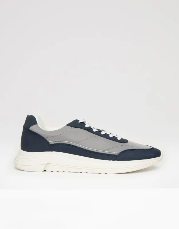 Threadbare Men's Navy Retro Panelled Court Trainers sold by Threadbare
