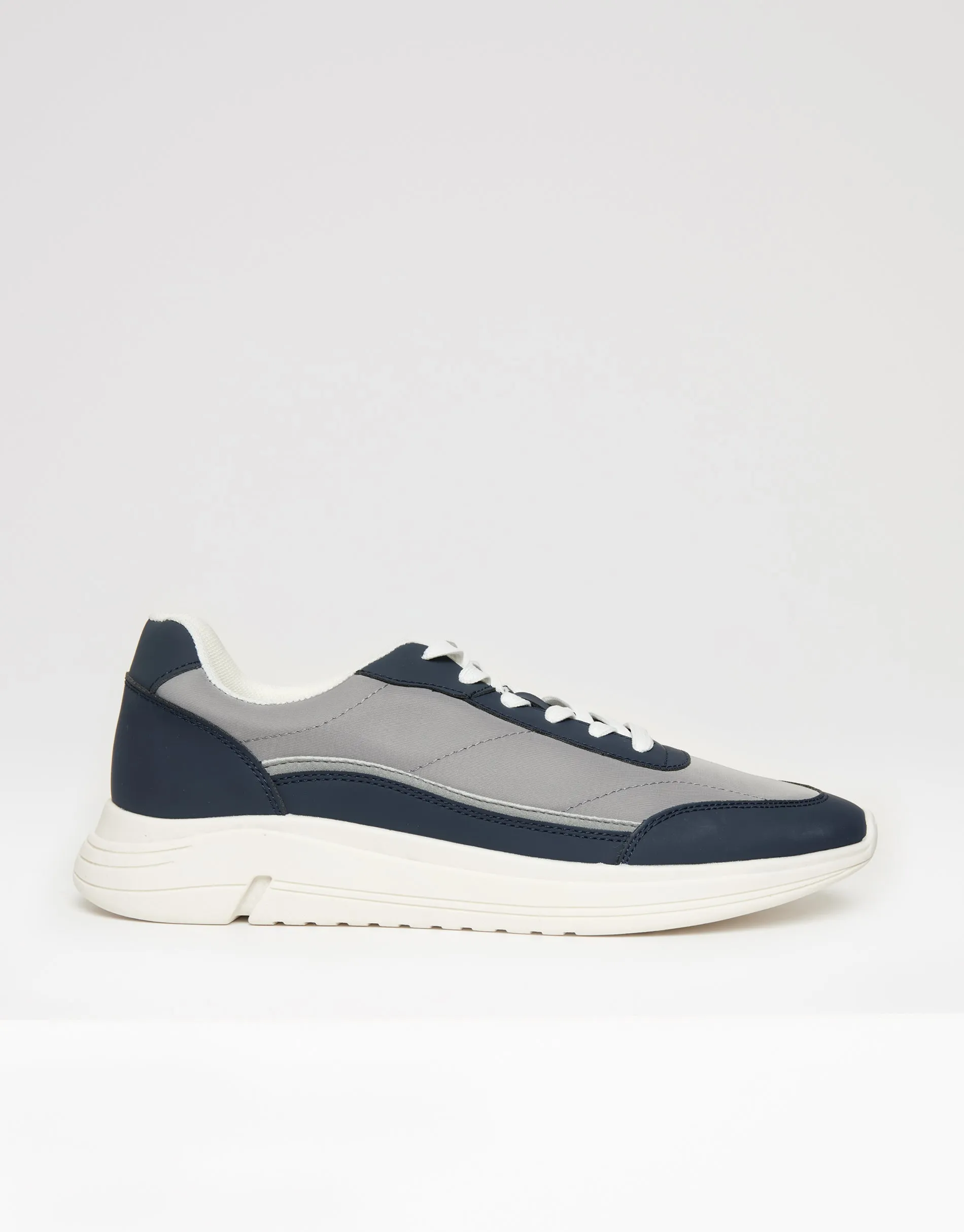 Navy Retro Panelled Court Trainers sold by Threadbare