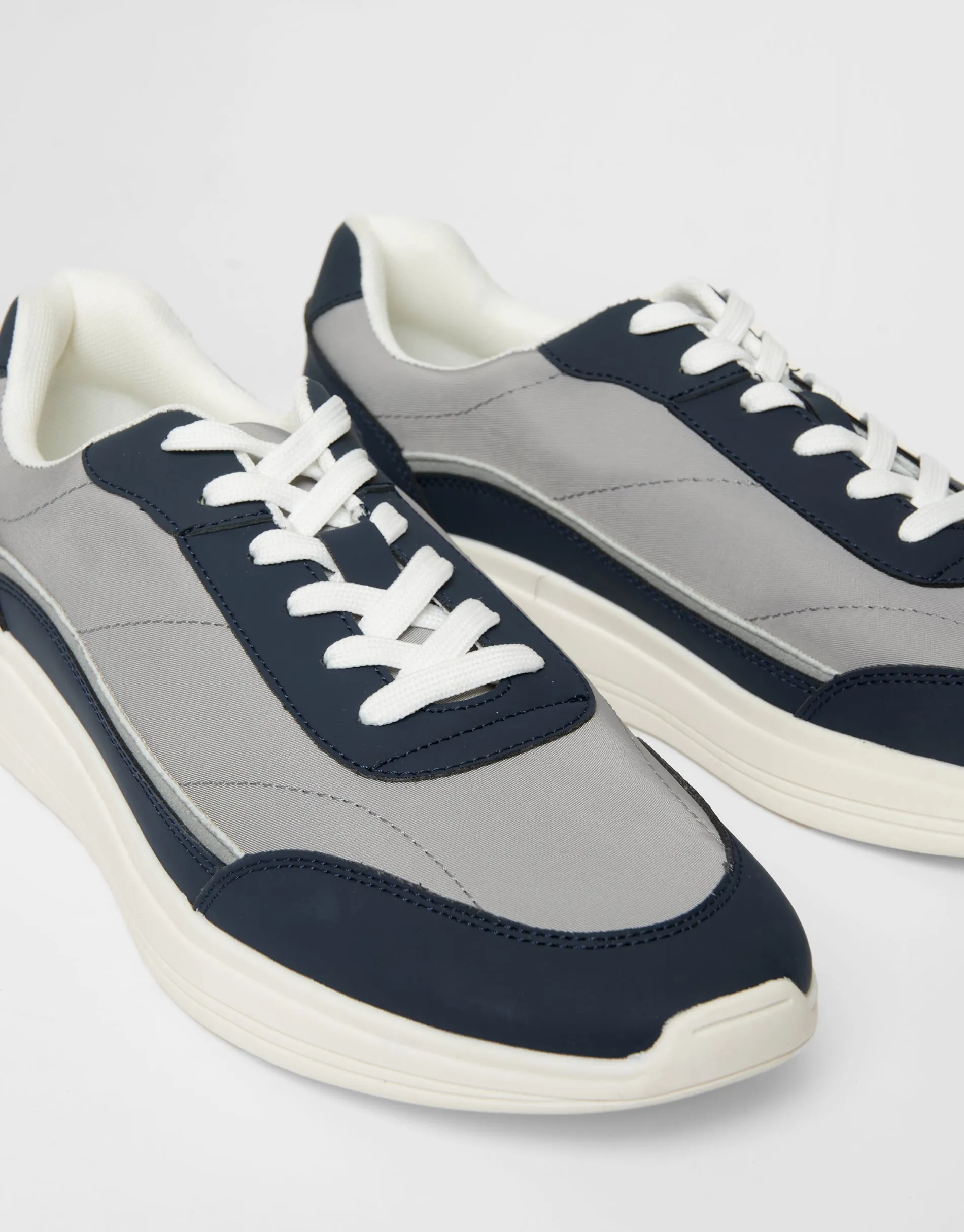 Navy Retro Panelled Court Trainers sold by Threadbare product image thumbnail 3