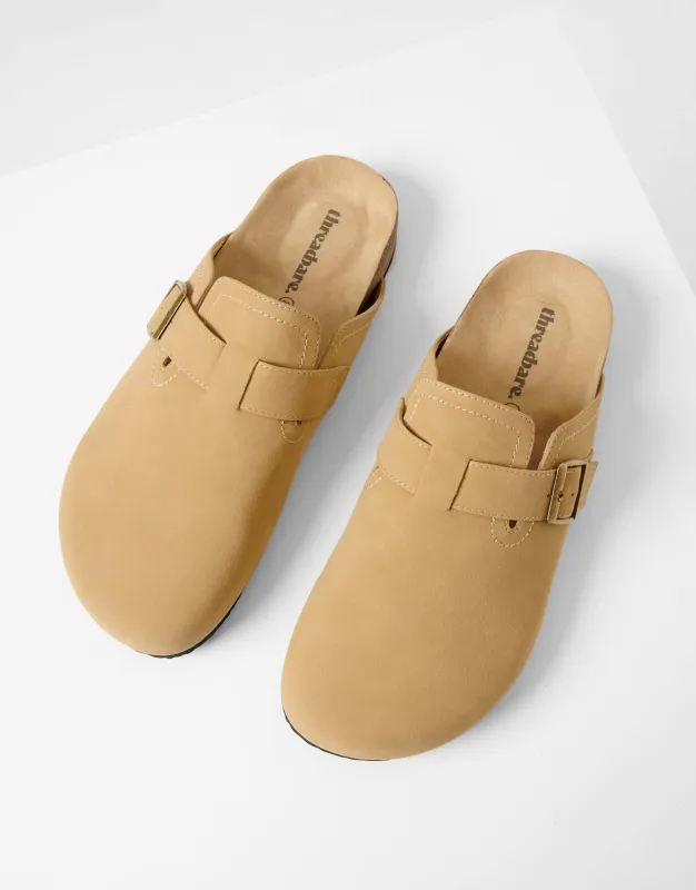 Stone Faux Suede Mule Sandals sold by Threadbare