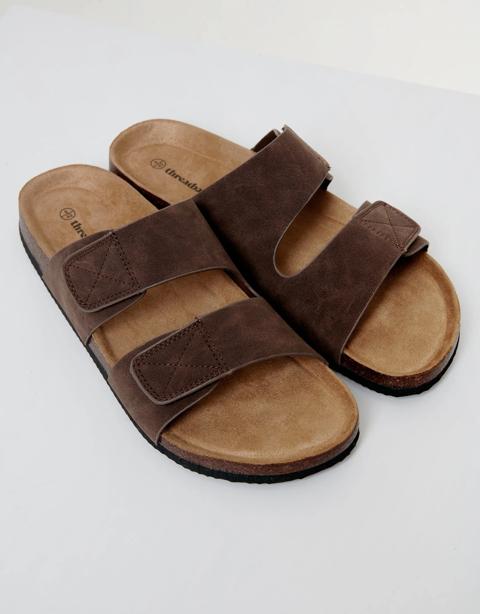 Brown Faux Suede Two Strap Sandals sold by Threadbare product image thumbnail 2