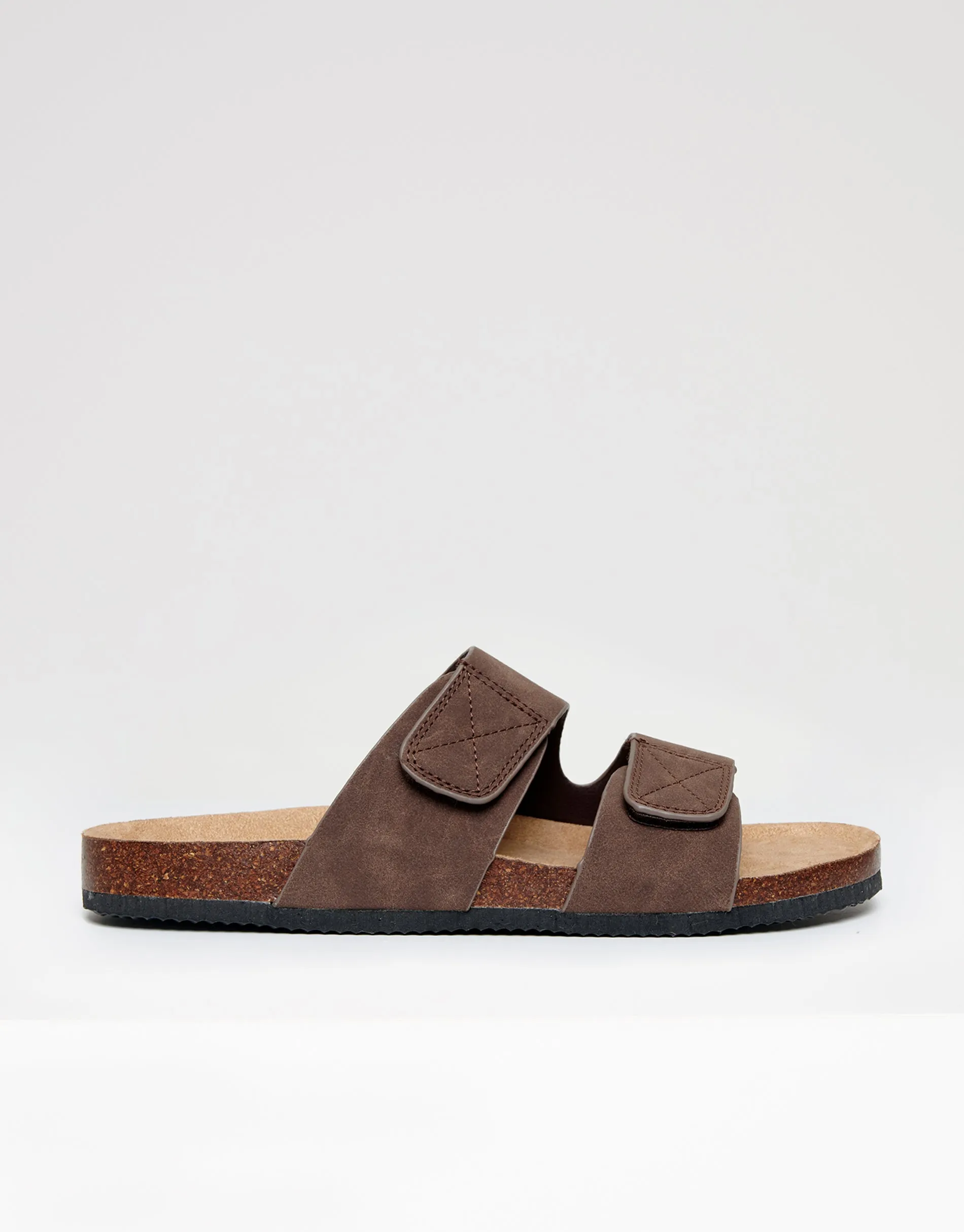 Brown Faux Suede Two Strap Sandals sold by Threadbare