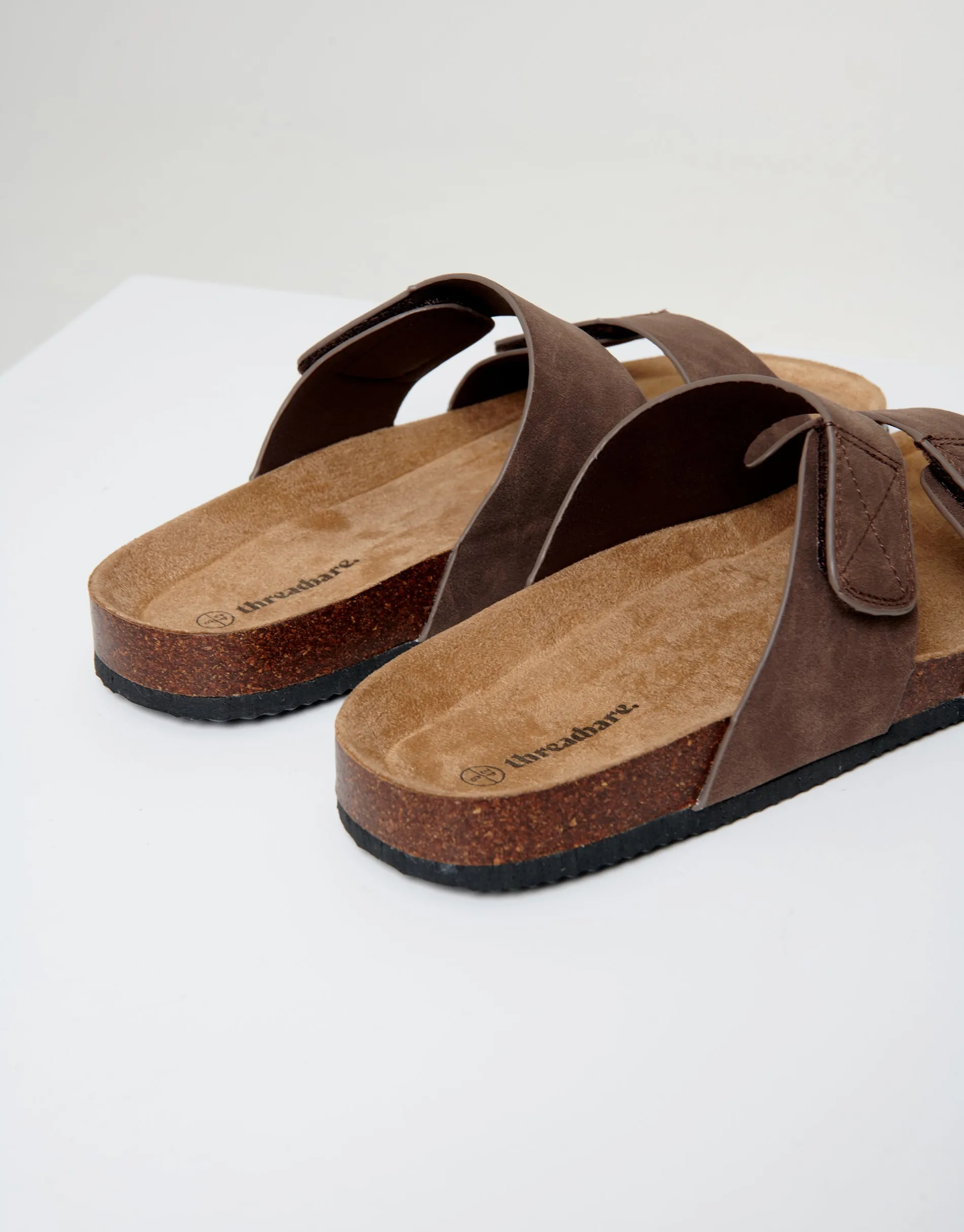 Brown Faux Suede Two Strap Sandals sold by Threadbare product image thumbnail 4