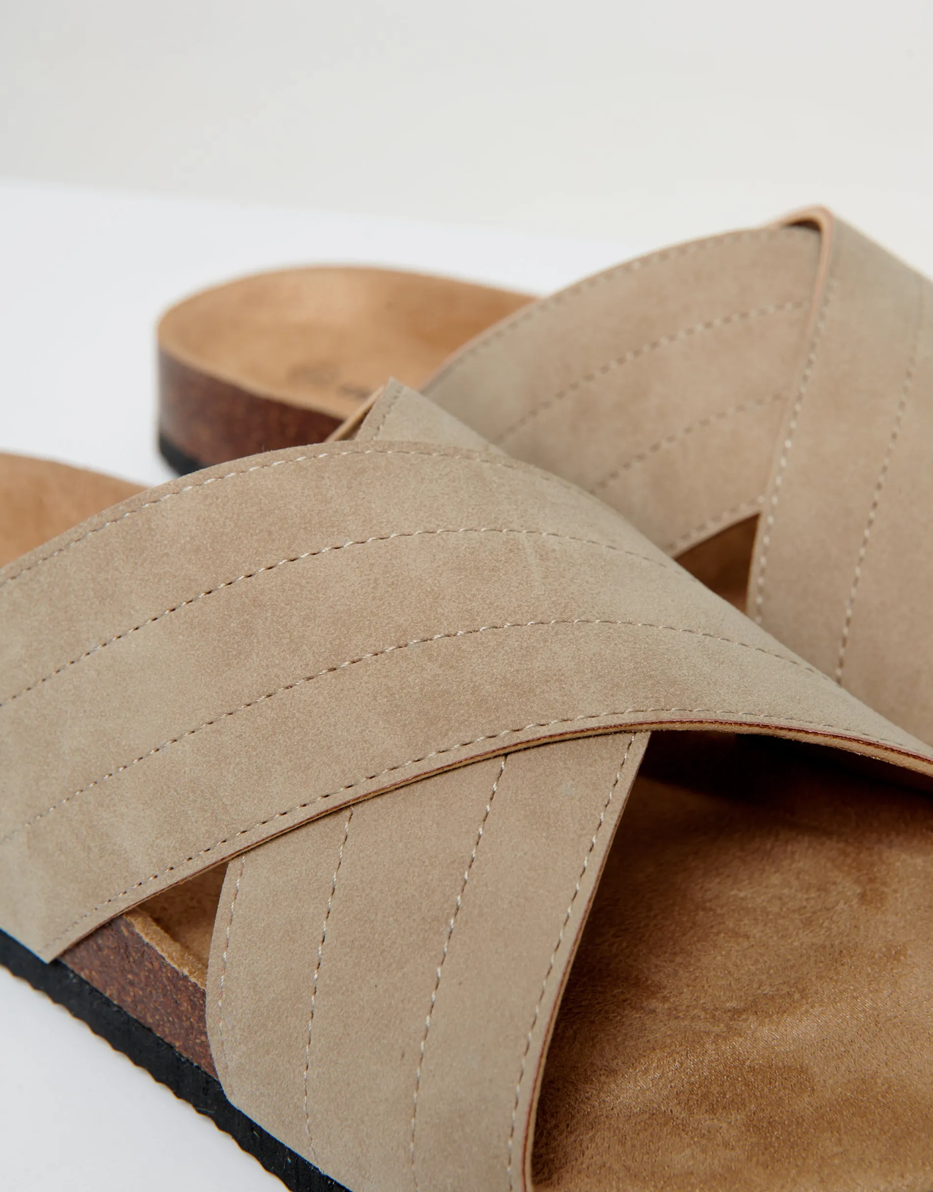 Beige Faux Suede Cross Strap Sandals sold by Threadbare product image thumbnail 3