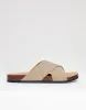Beige Faux Suede Cross Strap Sandals sold by Threadbare