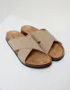 Beige Faux Suede Cross Strap Sandals sold by Threadbare
