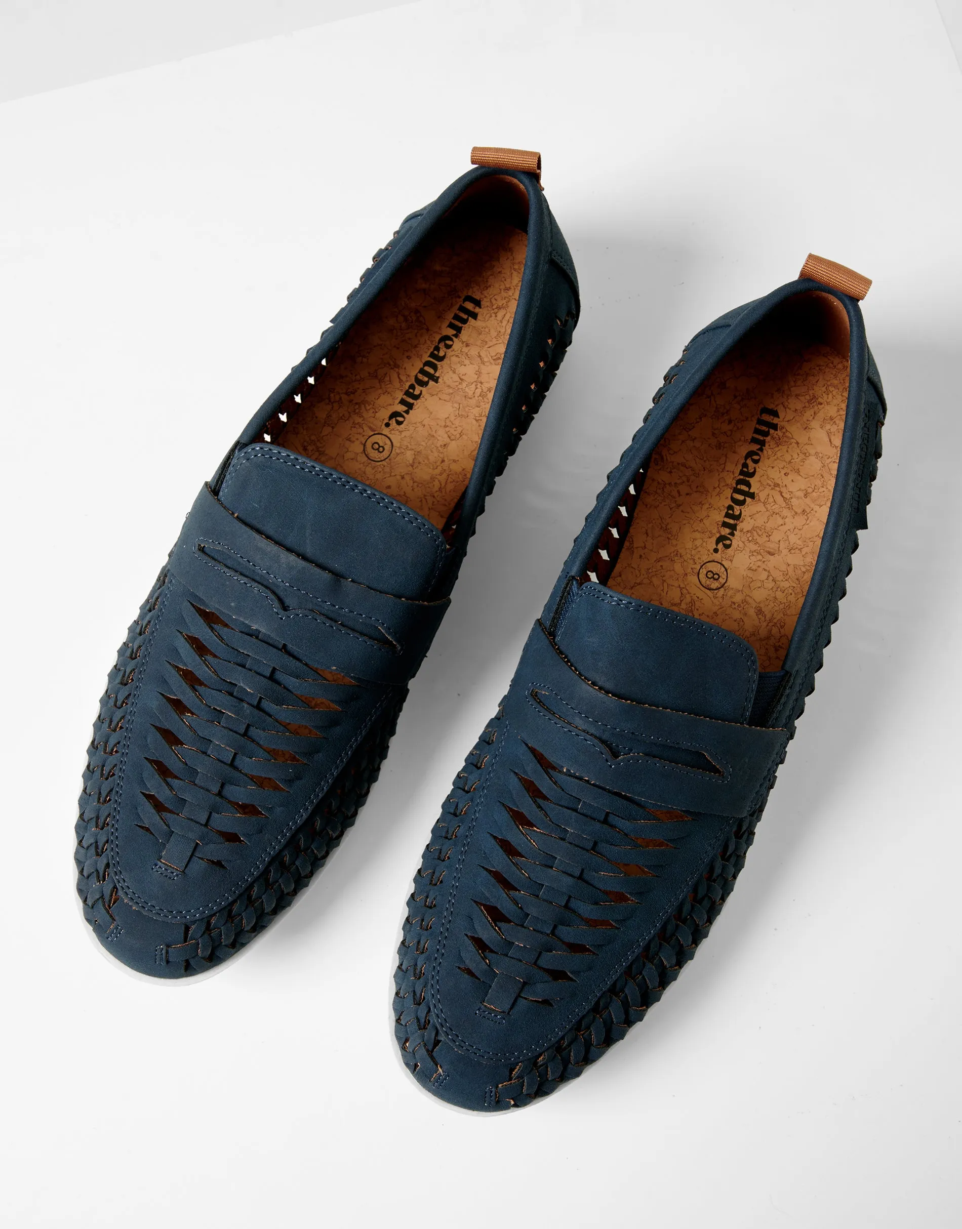 Navy Faux Suede Woven Loafers sold by Threadbare product image thumbnail 2