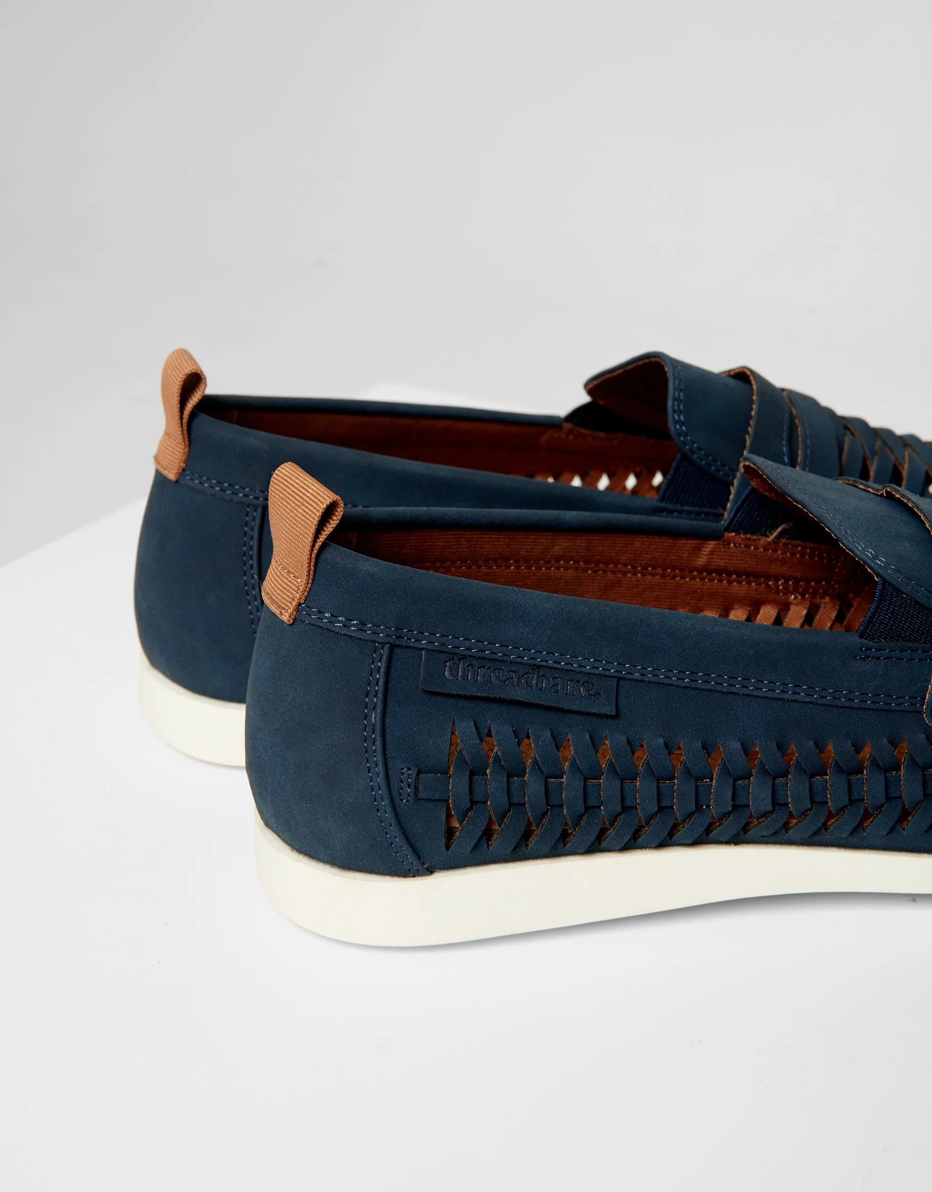 Navy Faux Suede Woven Loafers sold by Threadbare product image thumbnail 4