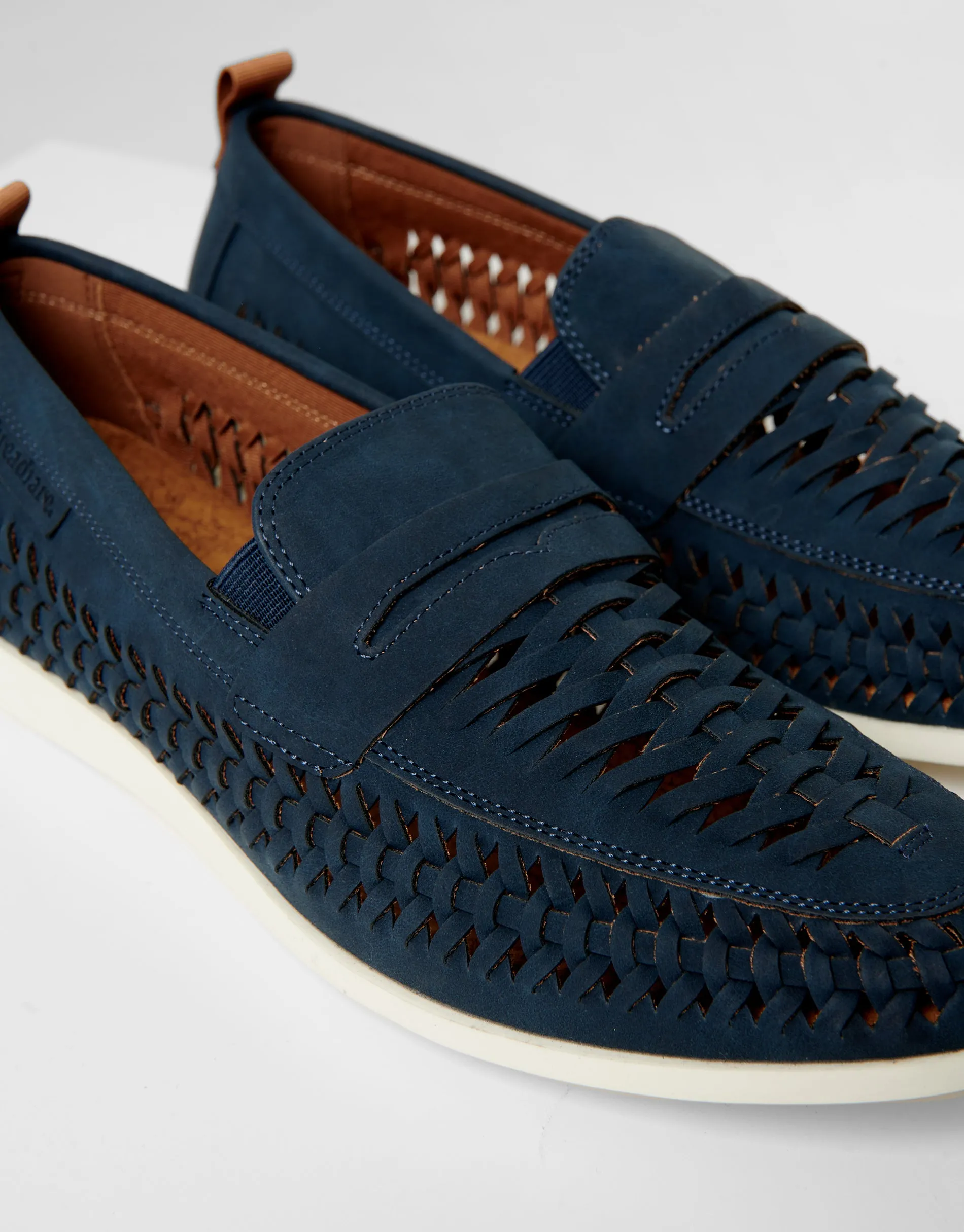 Navy Faux Suede Woven Loafers sold by Threadbare product image thumbnail 3