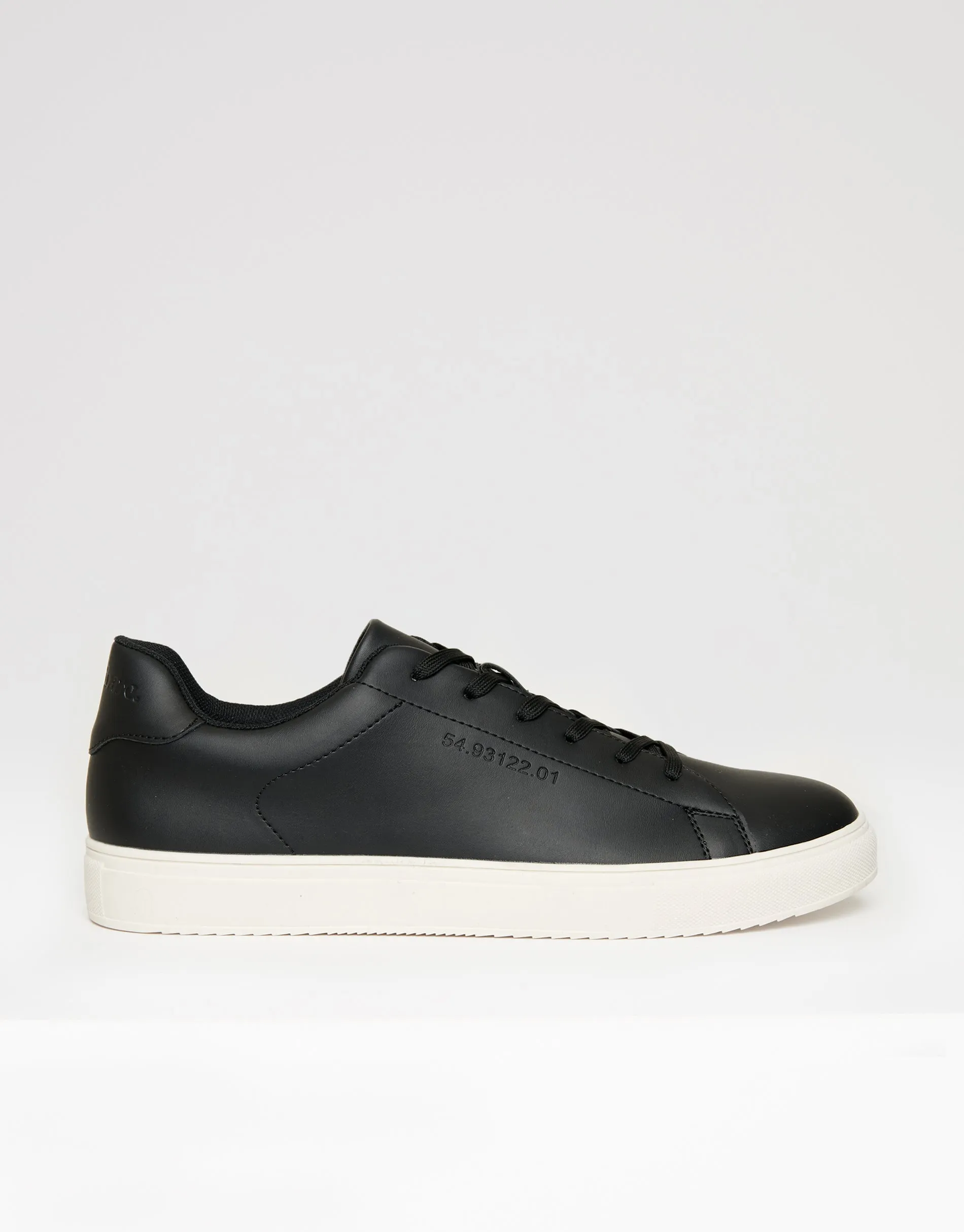Black PU Court Trainers sold by Threadbare