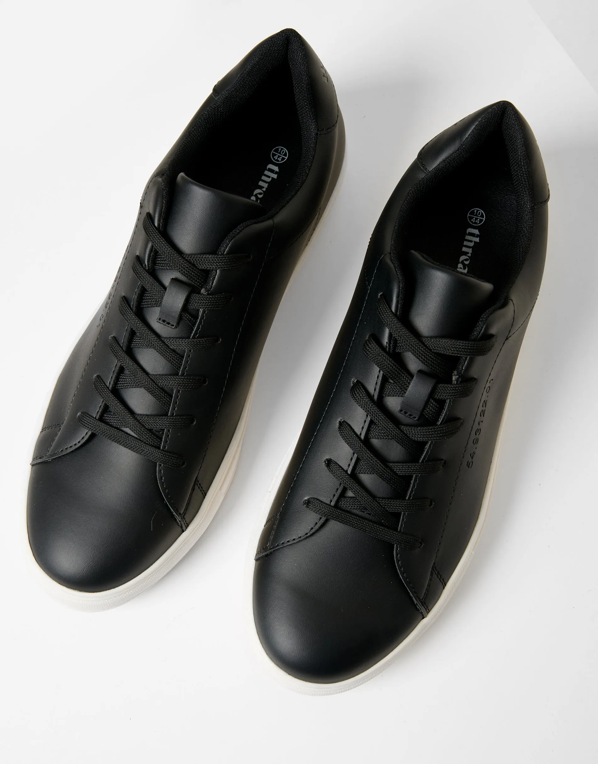 Black PU Court Trainers sold by Threadbare product image thumbnail 2