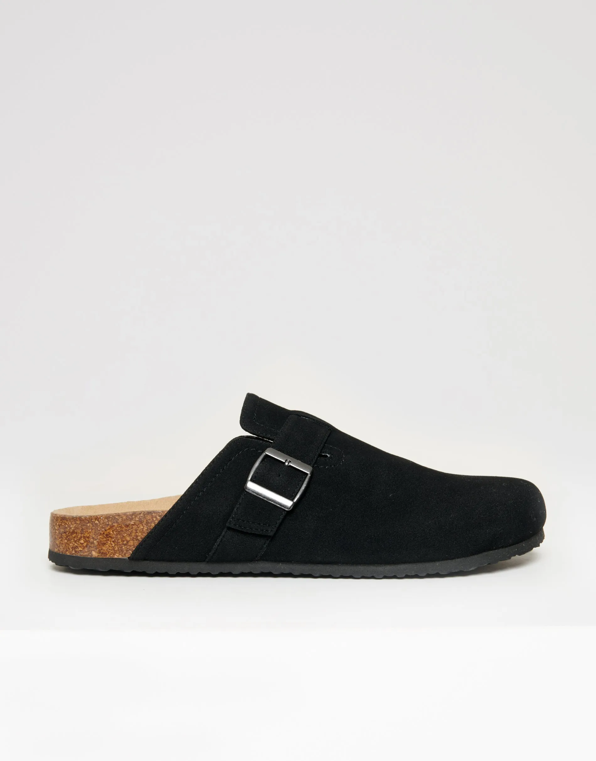 Black Faux Suede Mule Sandals sold by Threadbare