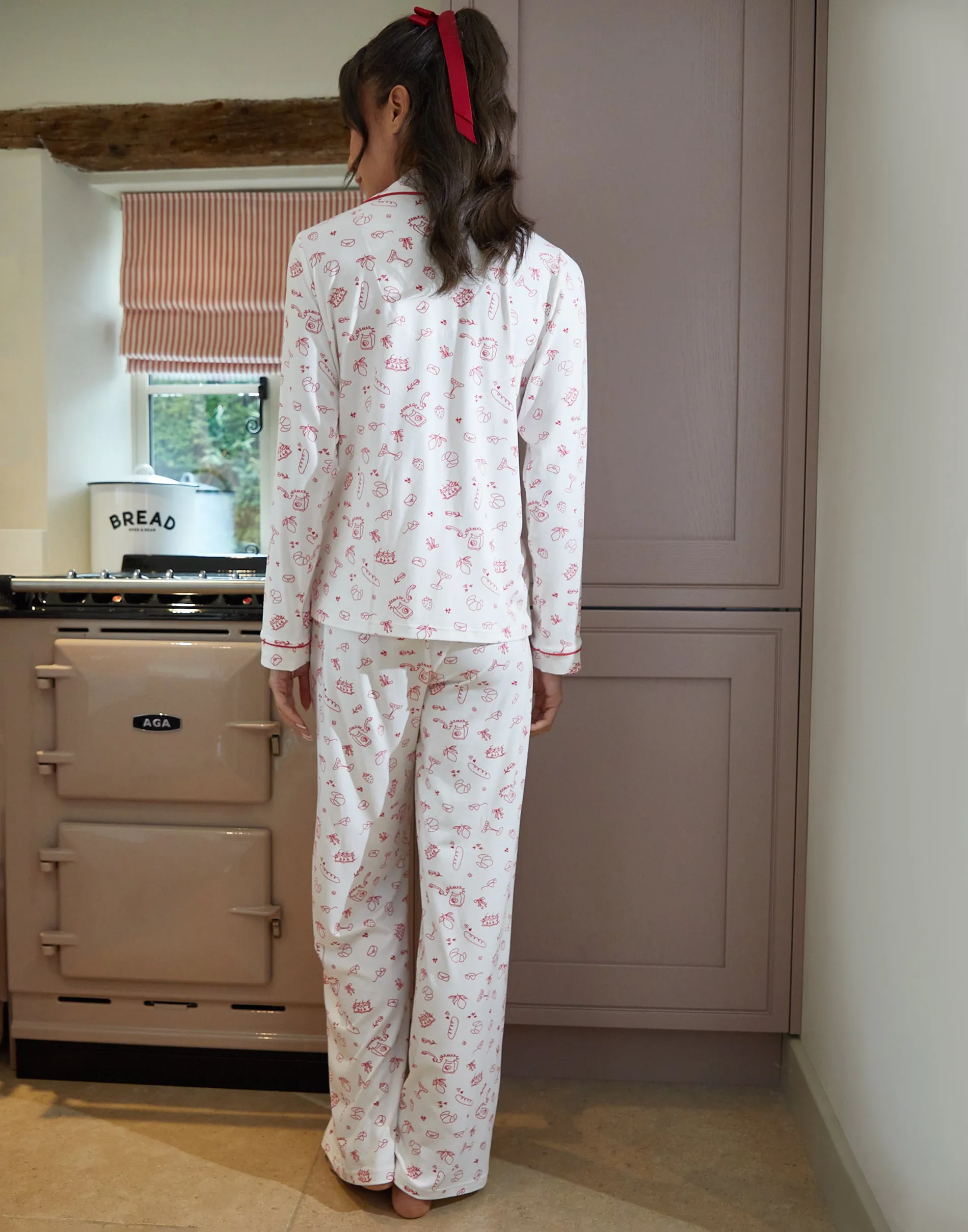White Printed Long Button-Through Pyjamas (2-Piece Set) sold by Threadbare product image thumbnail 3