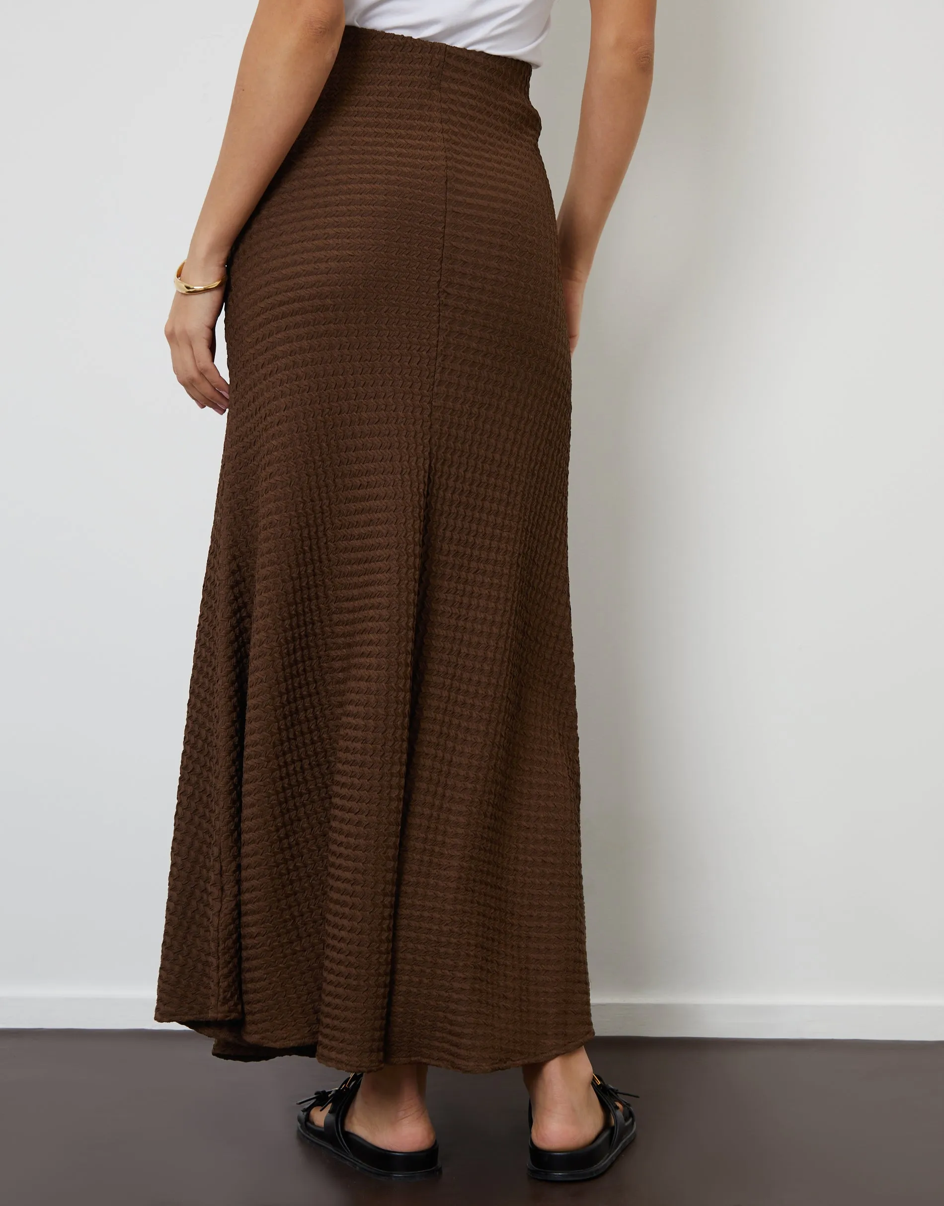 Chocolate Brown Textured Jersey Pull-On Maxi Skirt sold by Threadbare product image thumbnail 2