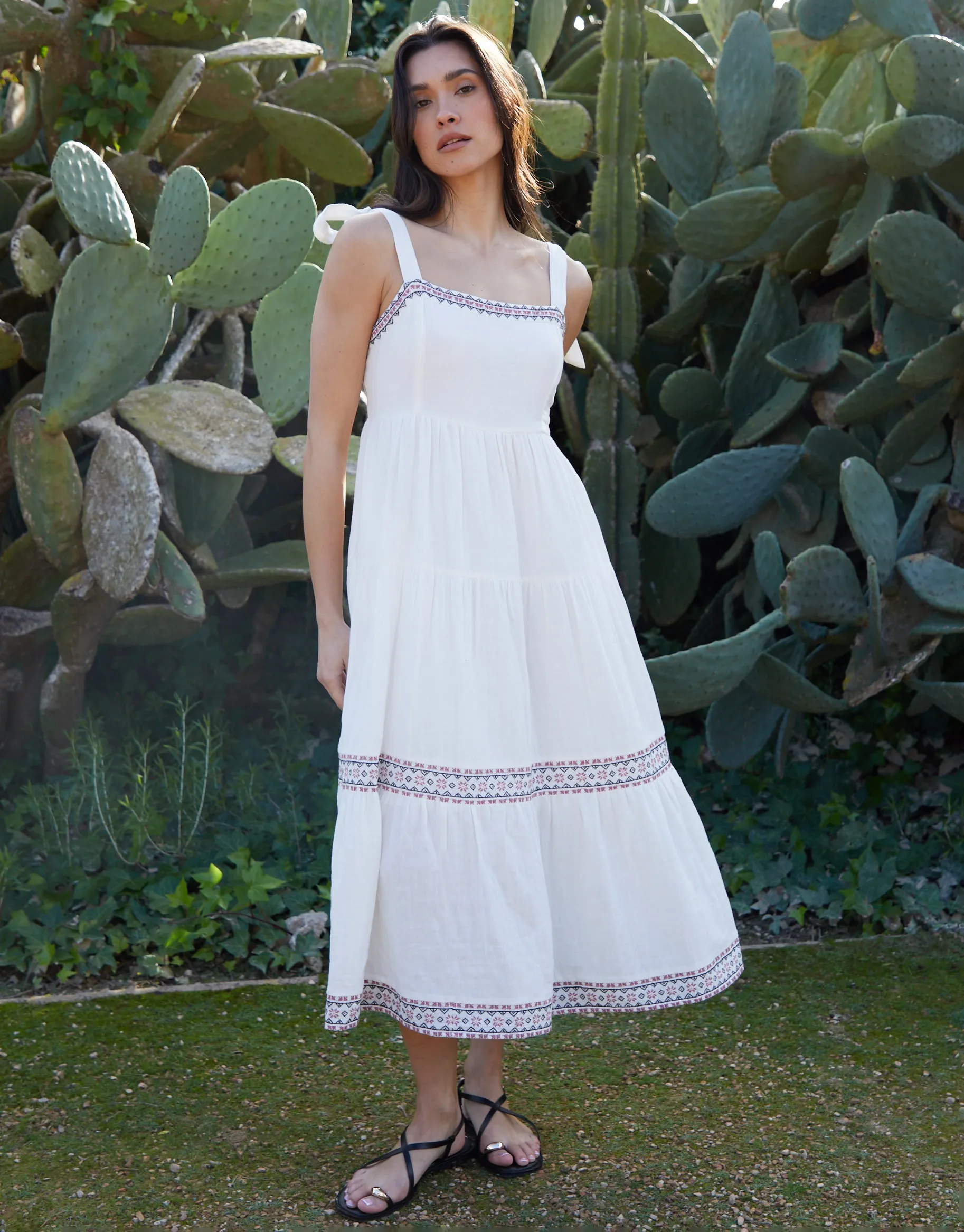 Cream Embroidered Tiered Maxi Dress sold by Threadbare product image thumbnail 4