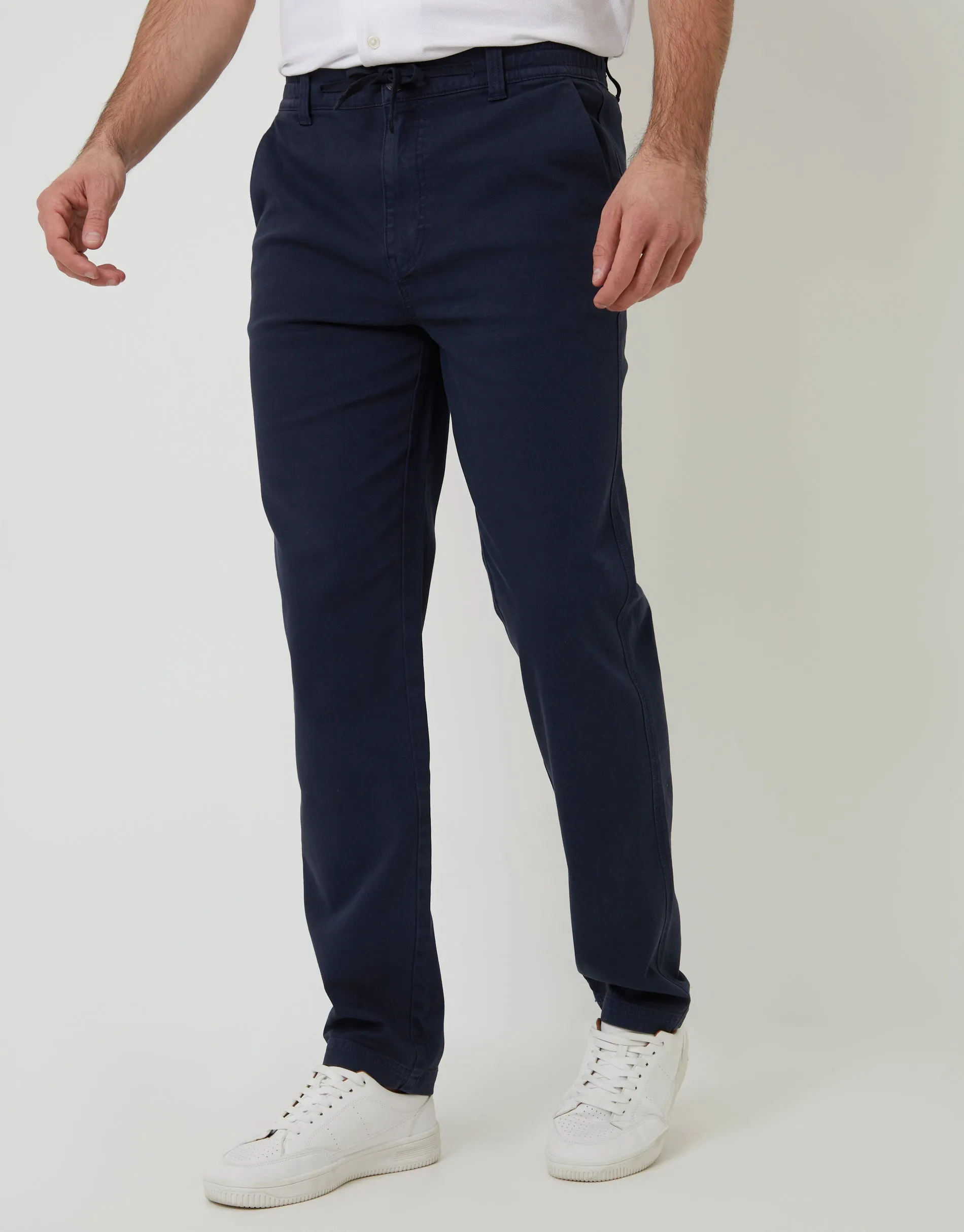 Navy Elasticated Waist Chino Trousers sold by Threadbare