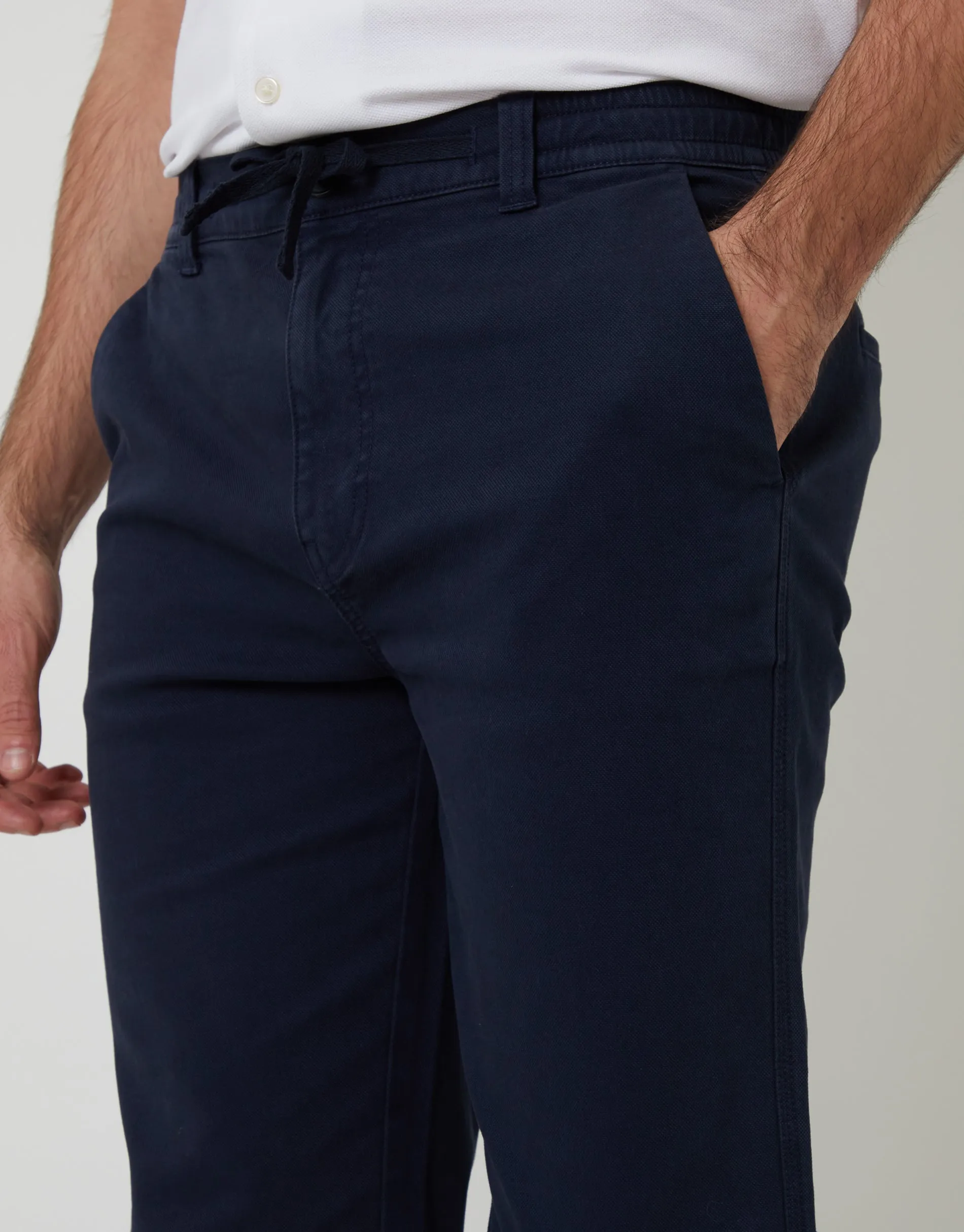 Navy Elasticated Waist Chino Trousers sold by Threadbare product image thumbnail 4