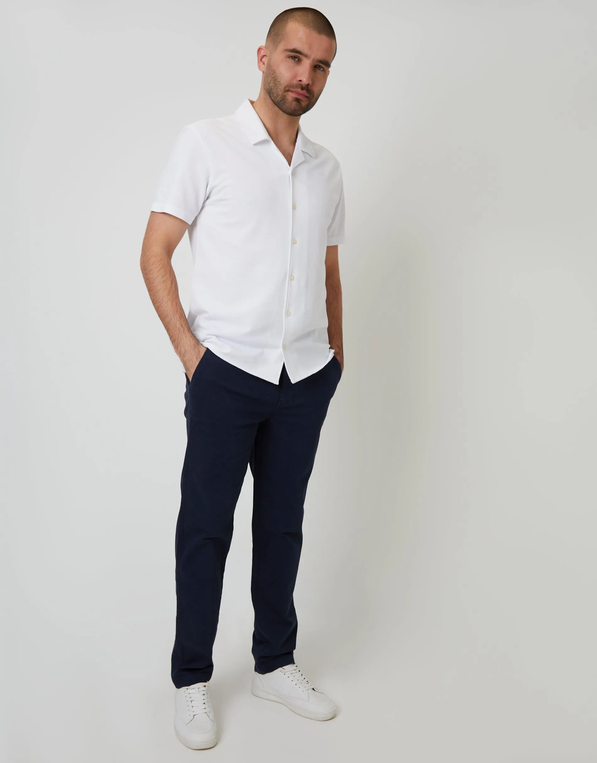 Navy Elasticated Waist Chino Trousers sold by Threadbare product image thumbnail 3