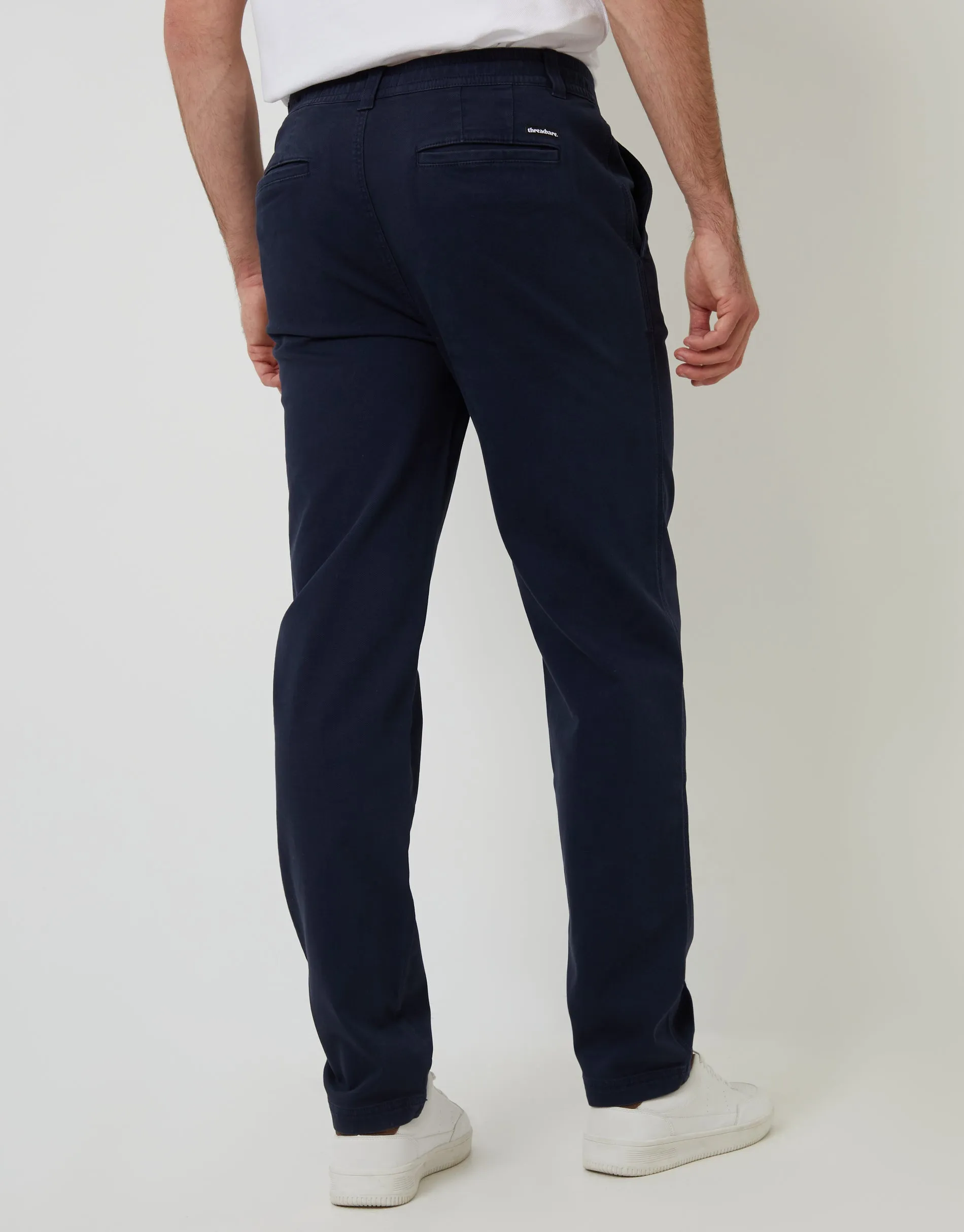 Navy Elasticated Waist Chino Trousers sold by Threadbare product image thumbnail 2
