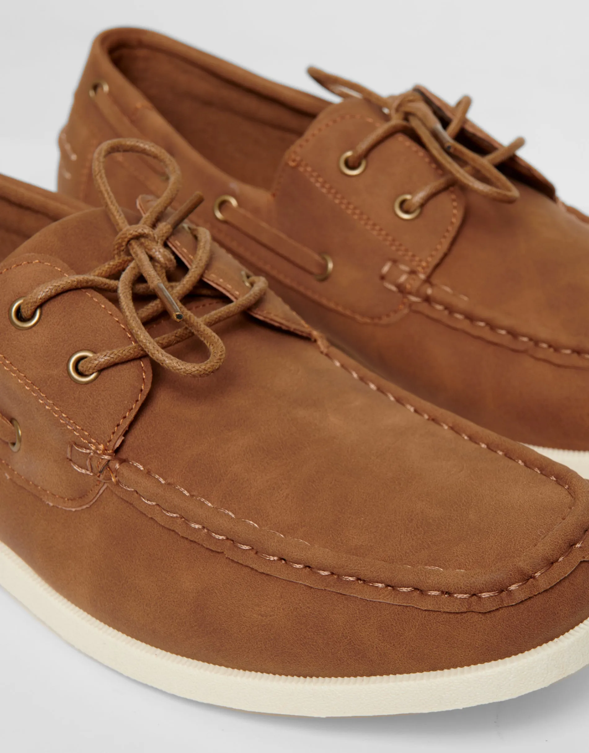 Tan Brown Faux Suede Boat Shoes sold by Threadbare product image thumbnail 3