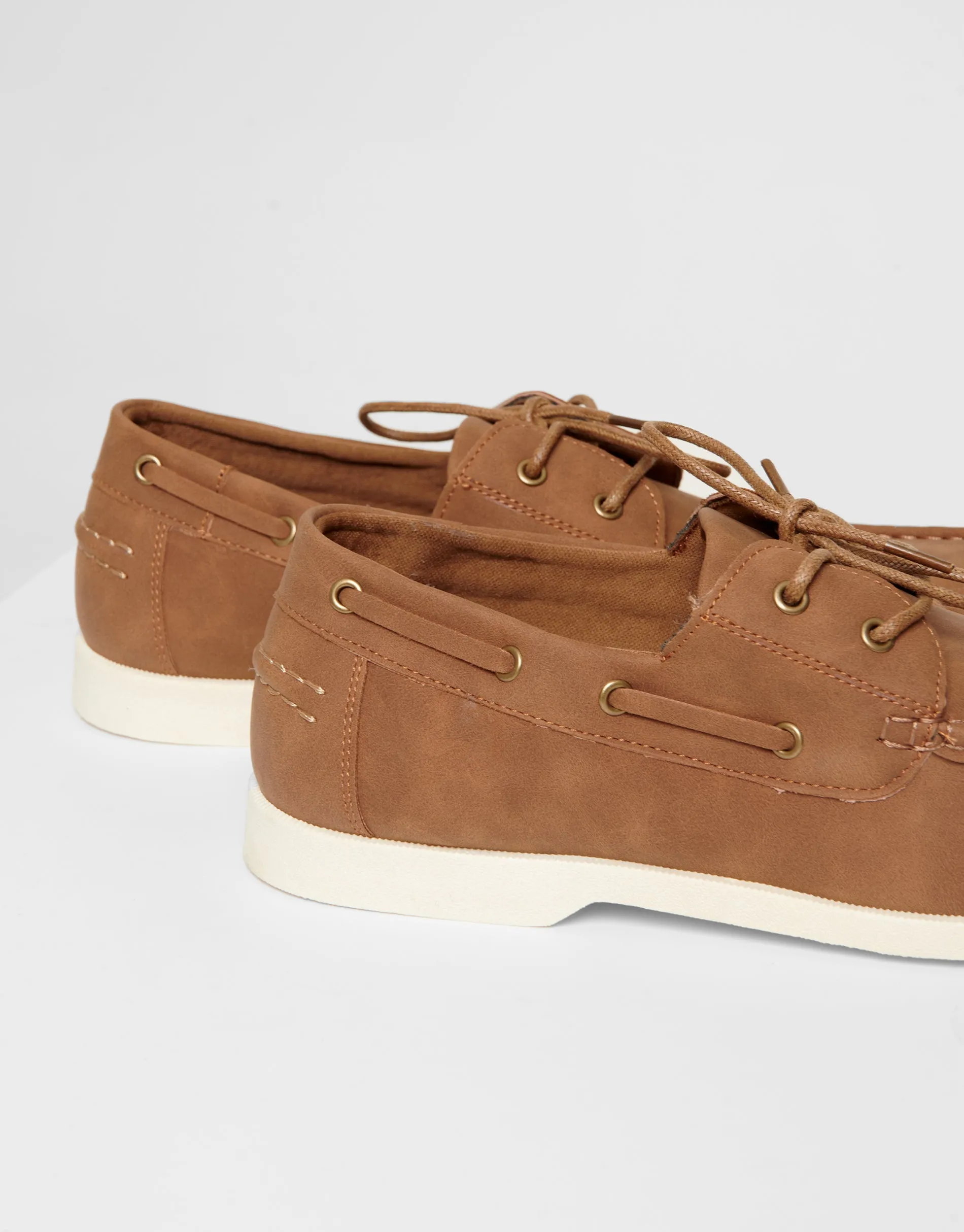 Tan Brown Faux Suede Boat Shoes sold by Threadbare product image thumbnail 4