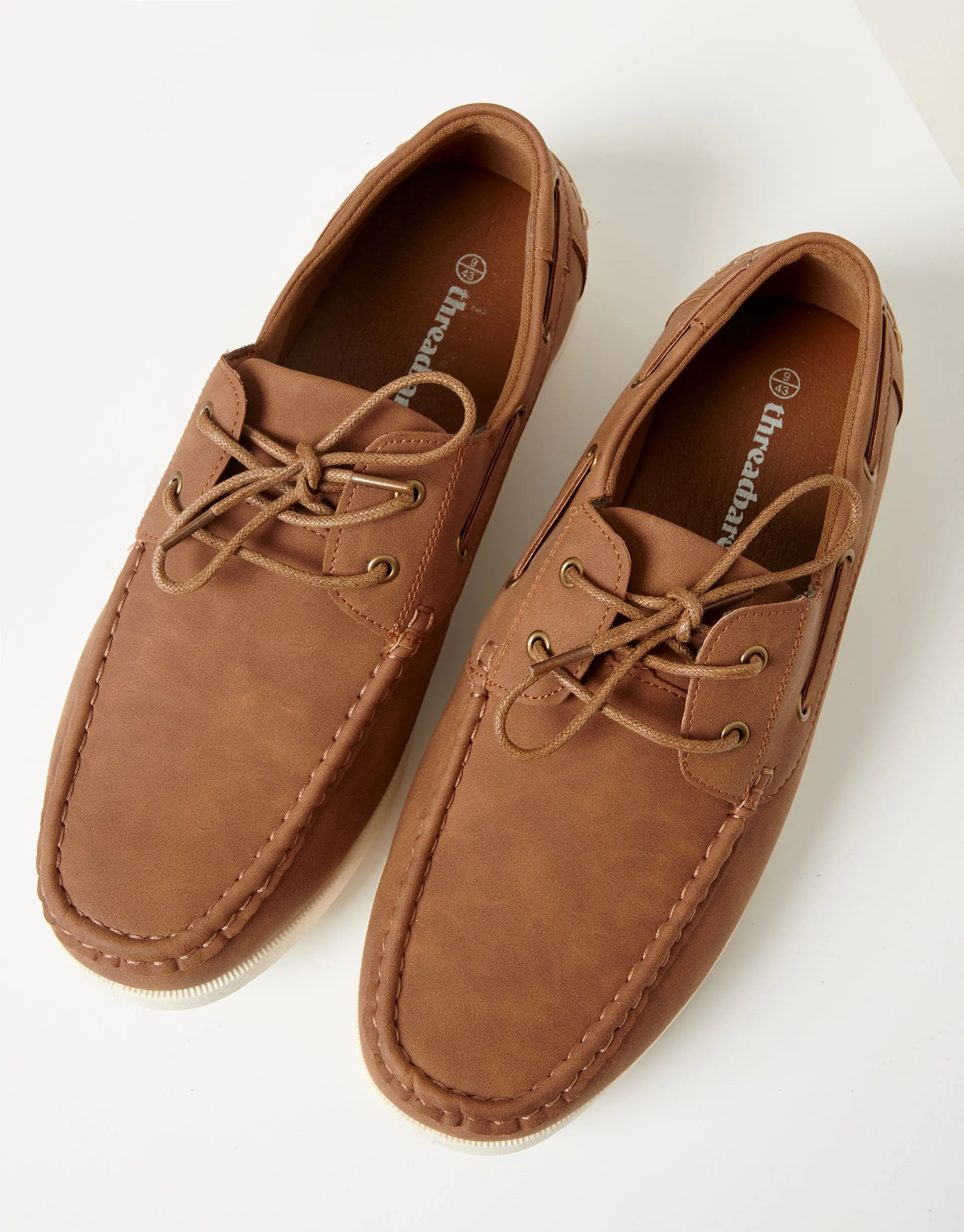 Tan Brown Faux Suede Boat Shoes sold by Threadbare product image thumbnail 2