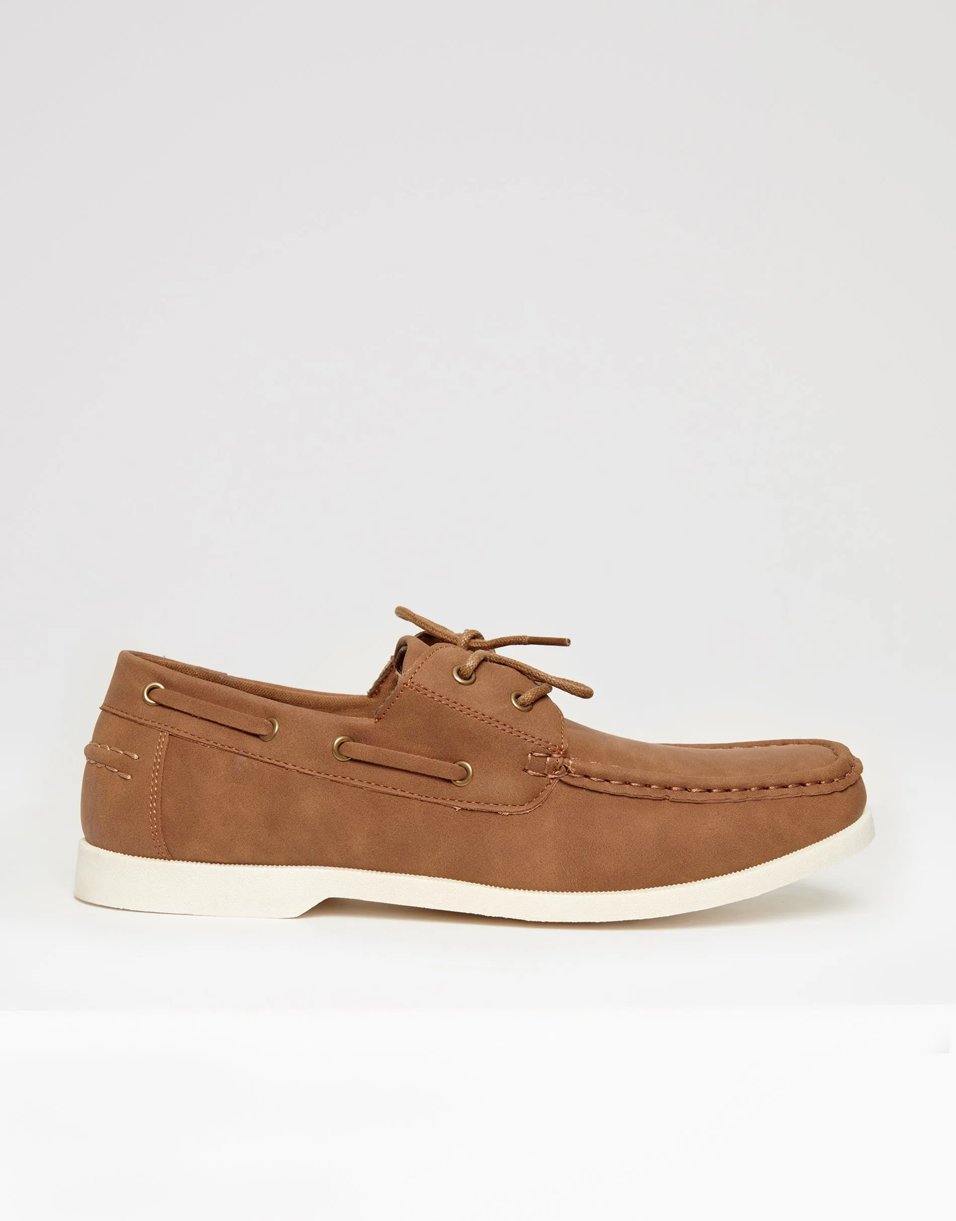 Tan Brown Faux Suede Boat Shoes sold by Threadbare