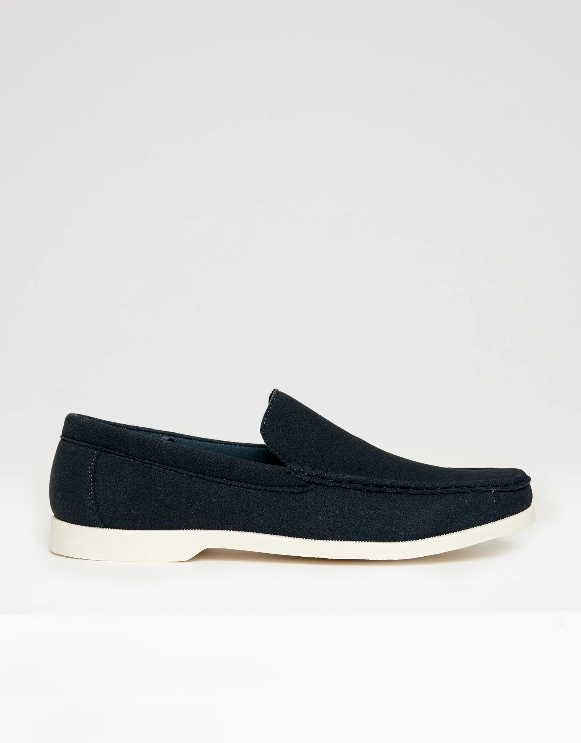Navy Faux Suede Slip On Loafers sold by Threadbare