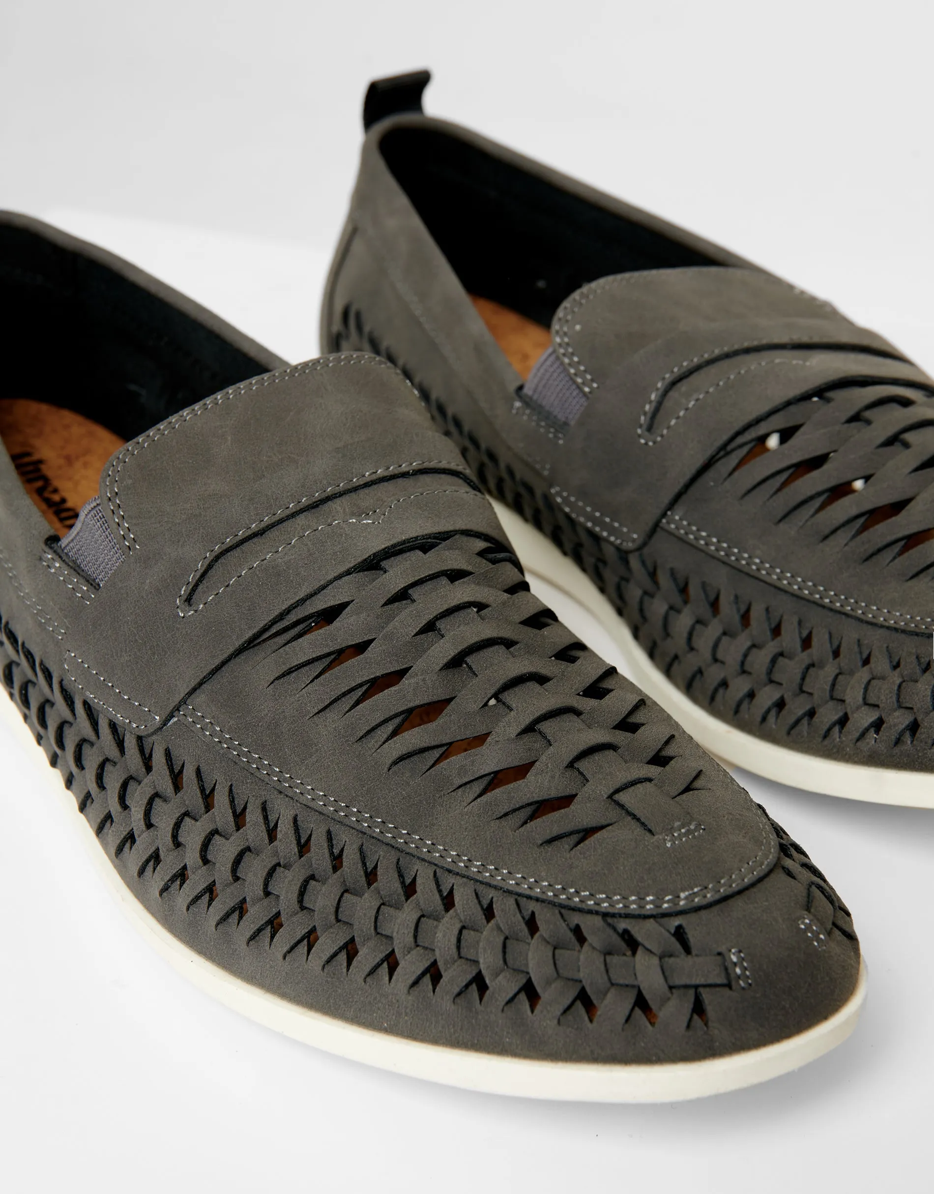Grey Faux Suede Woven Loafers sold by Threadbare product image thumbnail 3