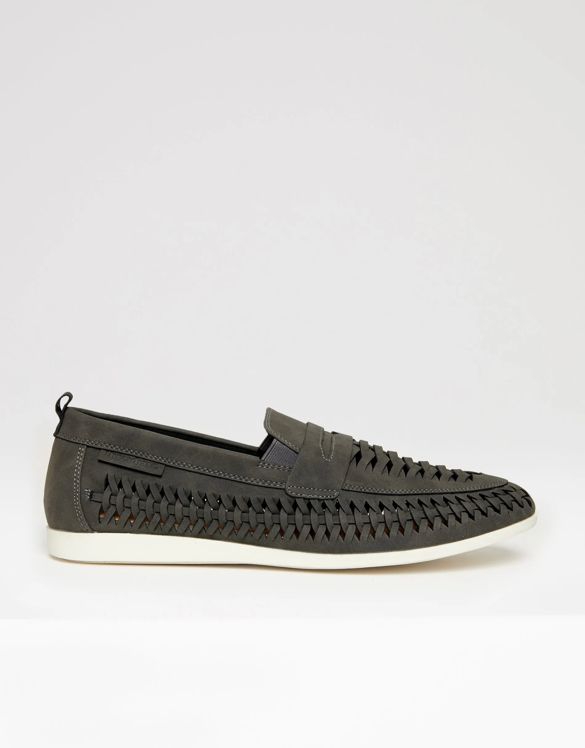 Grey Faux Suede Woven Loafers sold by Threadbare