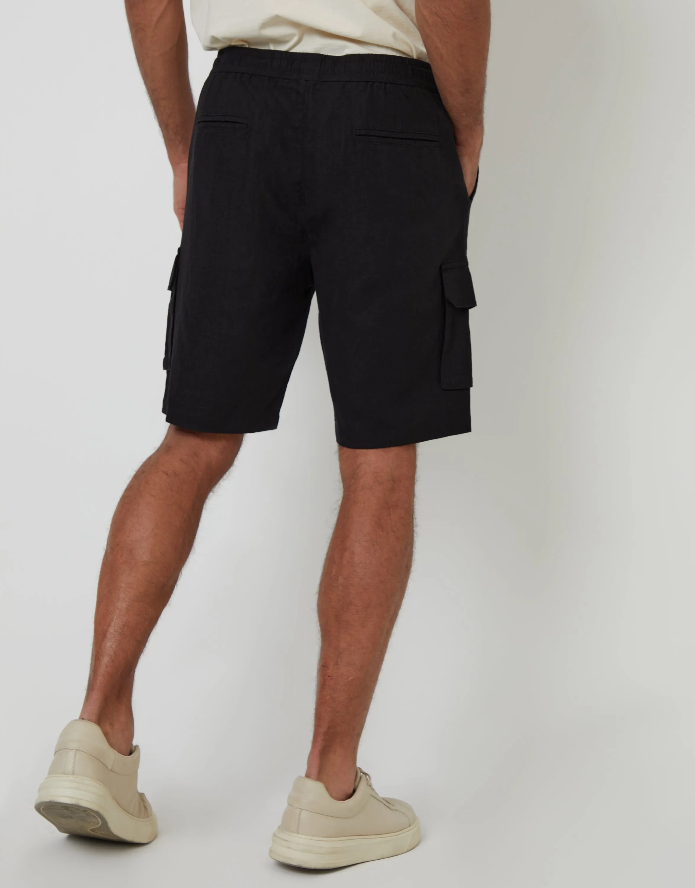 Threadbare Men's Black Linen Blend Cargo Shorts sold by Threadbare product image thumbnail 2