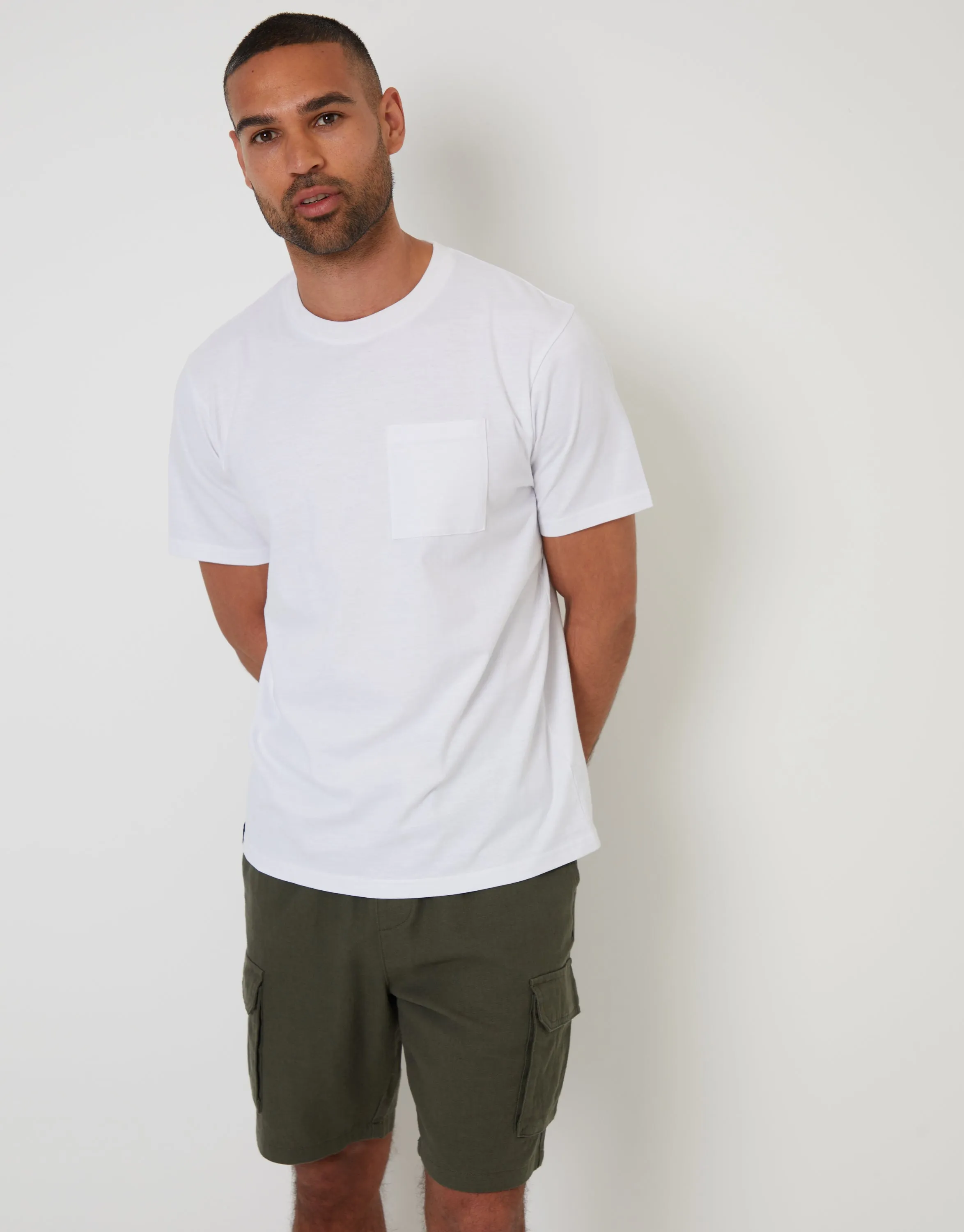 Khaki Green Linen Blend Cargo Shorts sold by Threadbare product image thumbnail 3