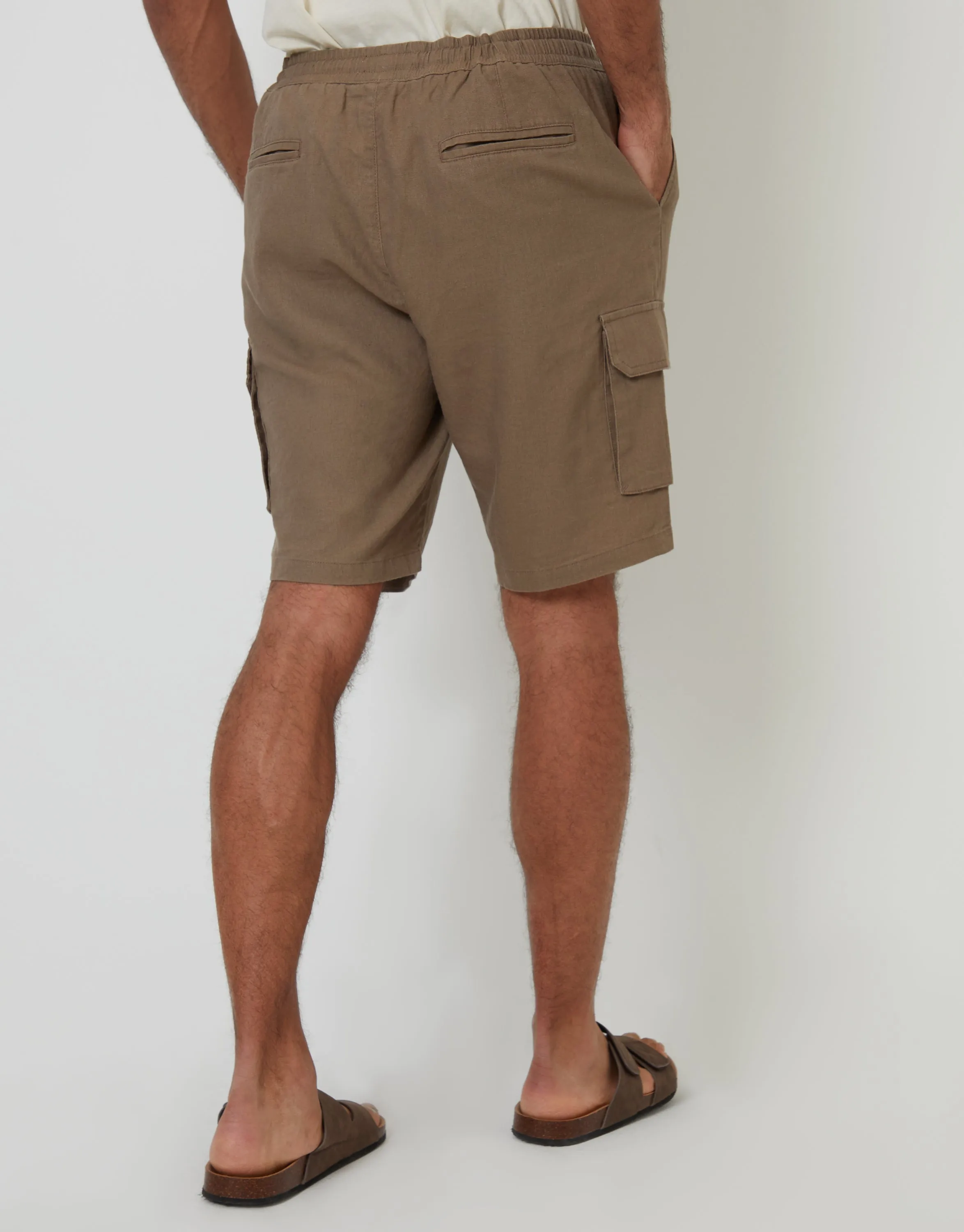 Taupe Linen Blend Cargo Shorts sold by Threadbare product image thumbnail 2