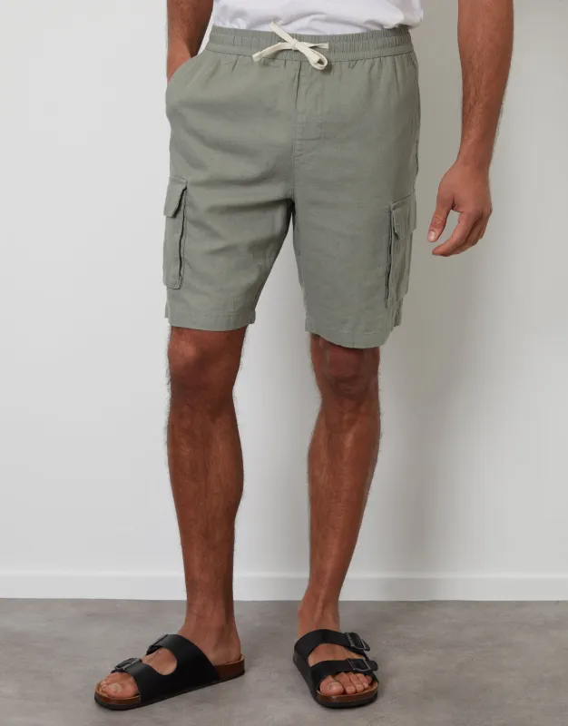 Threadbare Men's Sage Green Linen Blend Cargo Shorts sold by Threadbare