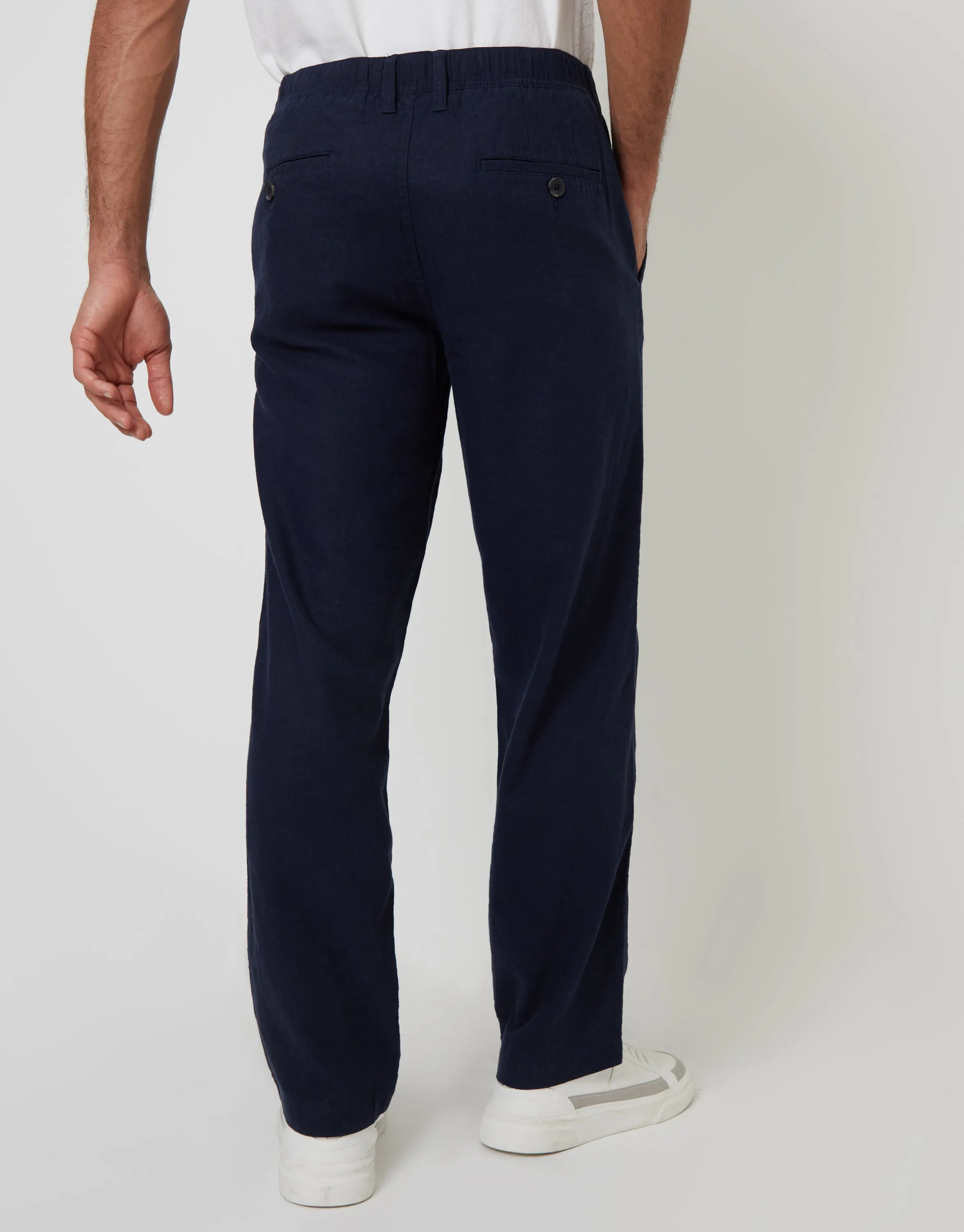 Navy Linen Blend Trousers sold by Threadbare product image thumbnail 2