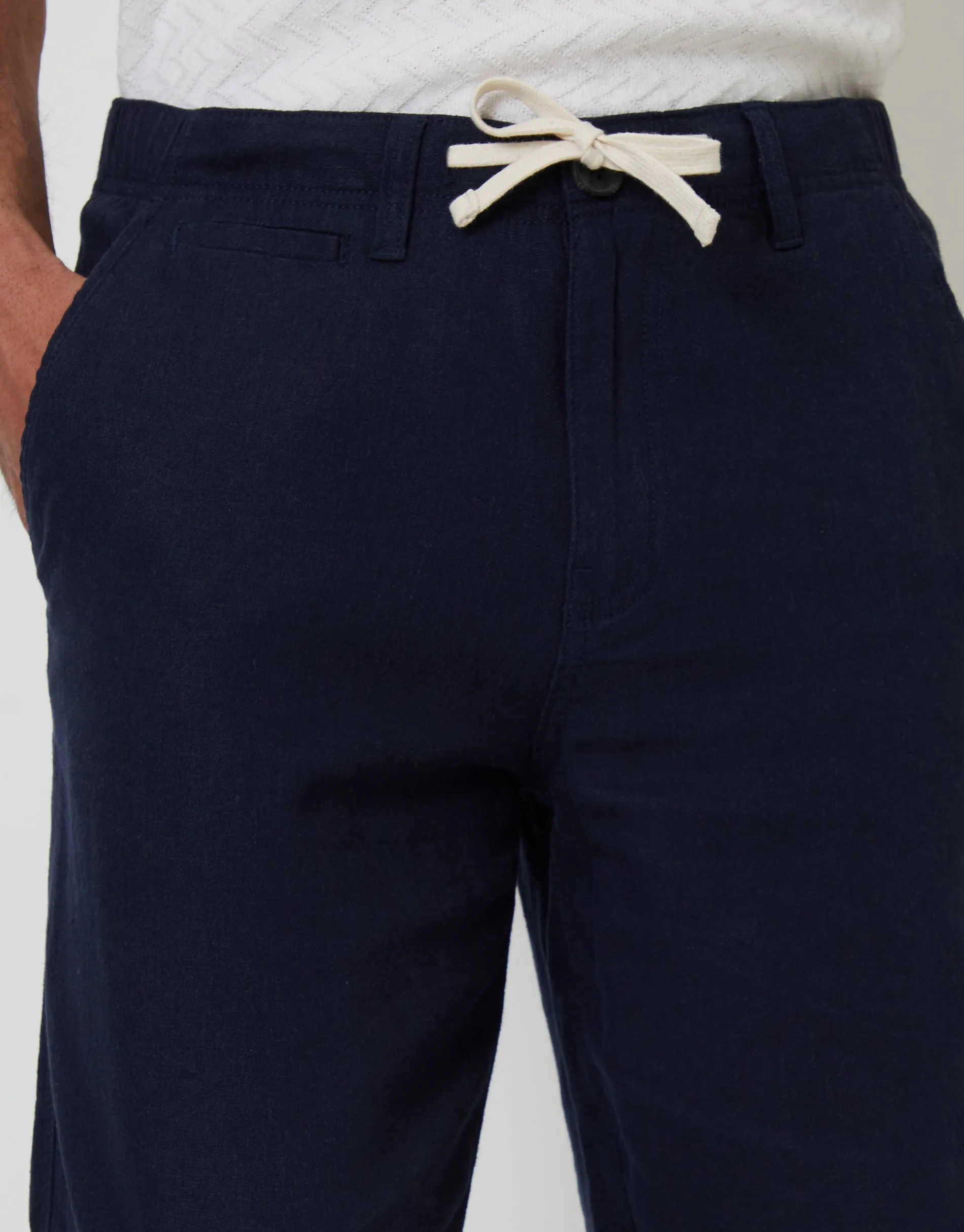 Navy Linen Blend Trousers sold by Threadbare product image thumbnail 4