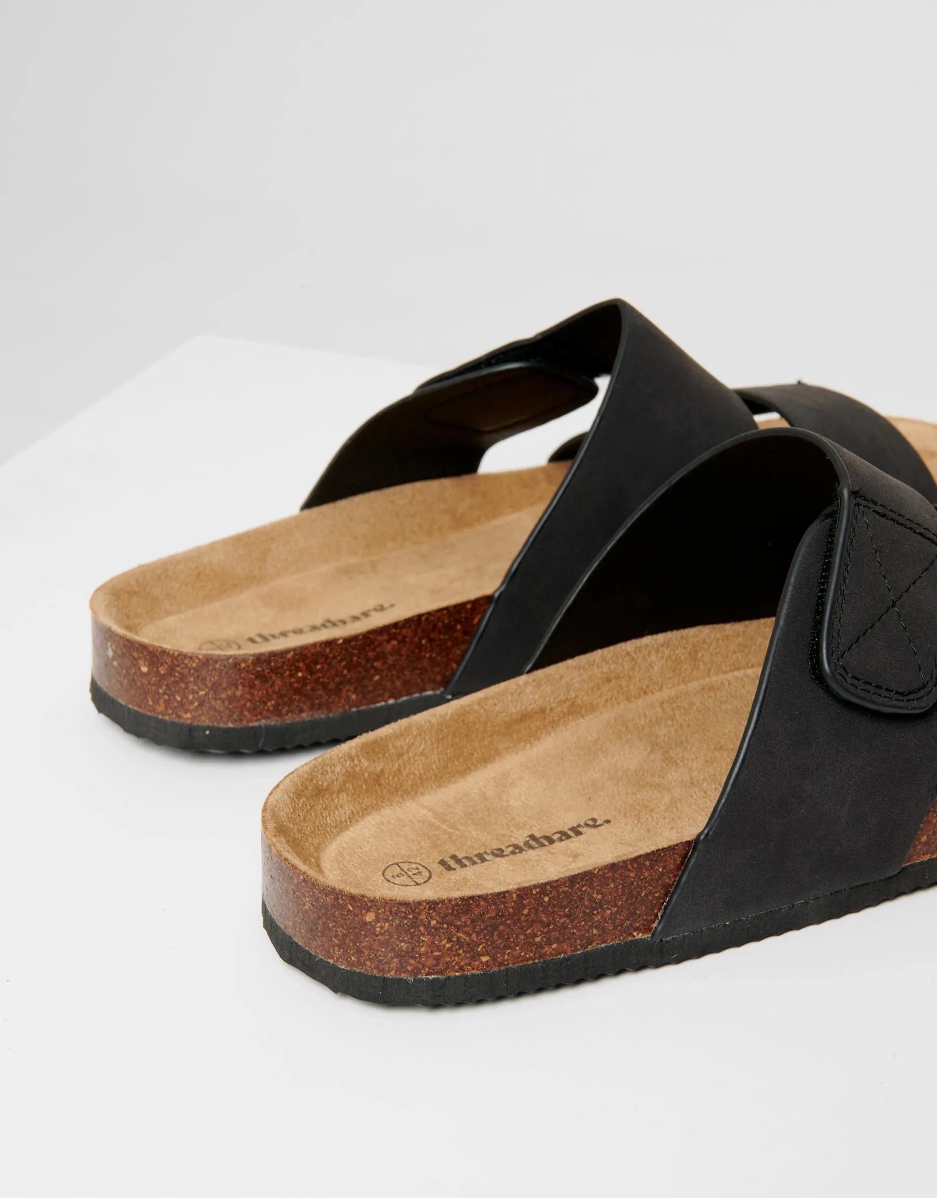 Black Faux Suede Two Strap Sandals sold by Threadbare product image thumbnail 4