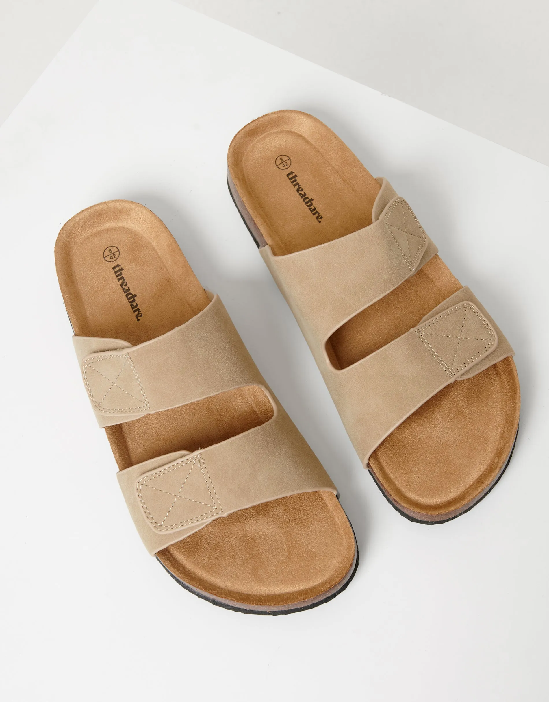 Beige Faux Suede Two Strap Sandals sold by Threadbare product image thumbnail 2