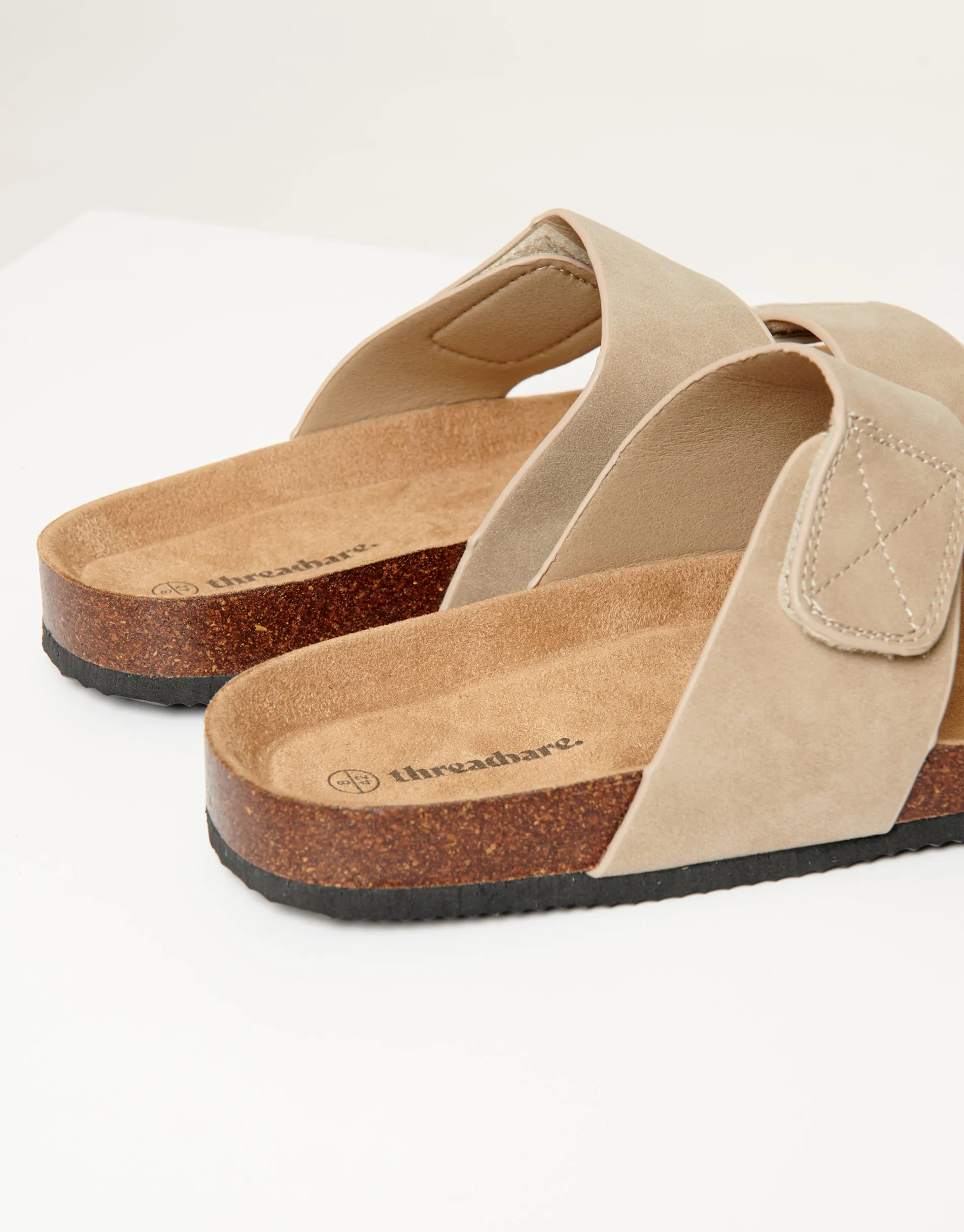 Beige Faux Suede Two Strap Sandals sold by Threadbare product image thumbnail 4