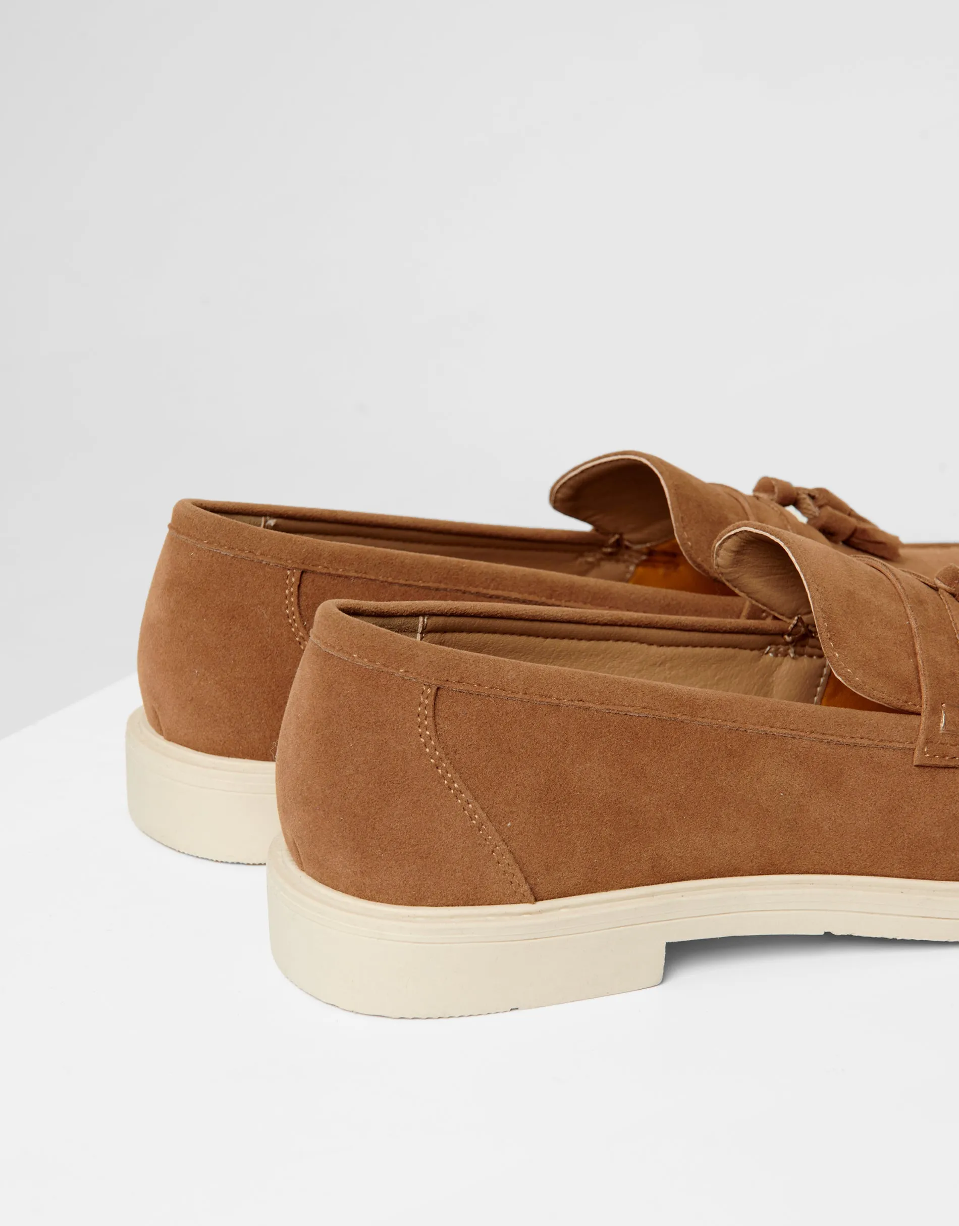 Tan Brown Faux Suede Tassel Loafers sold by Threadbare product image thumbnail 4