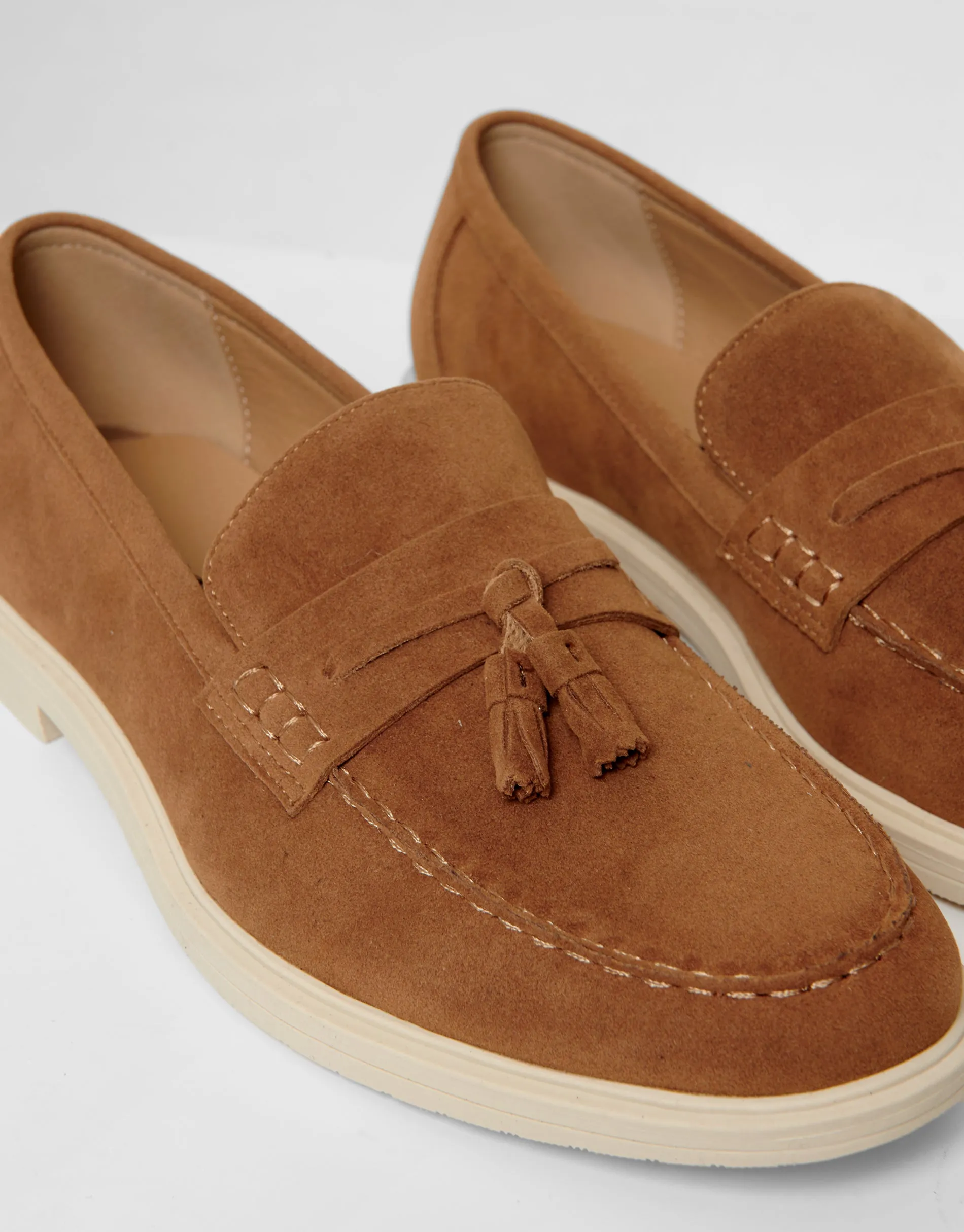 Tan Brown Faux Suede Tassel Loafers sold by Threadbare product image thumbnail 3