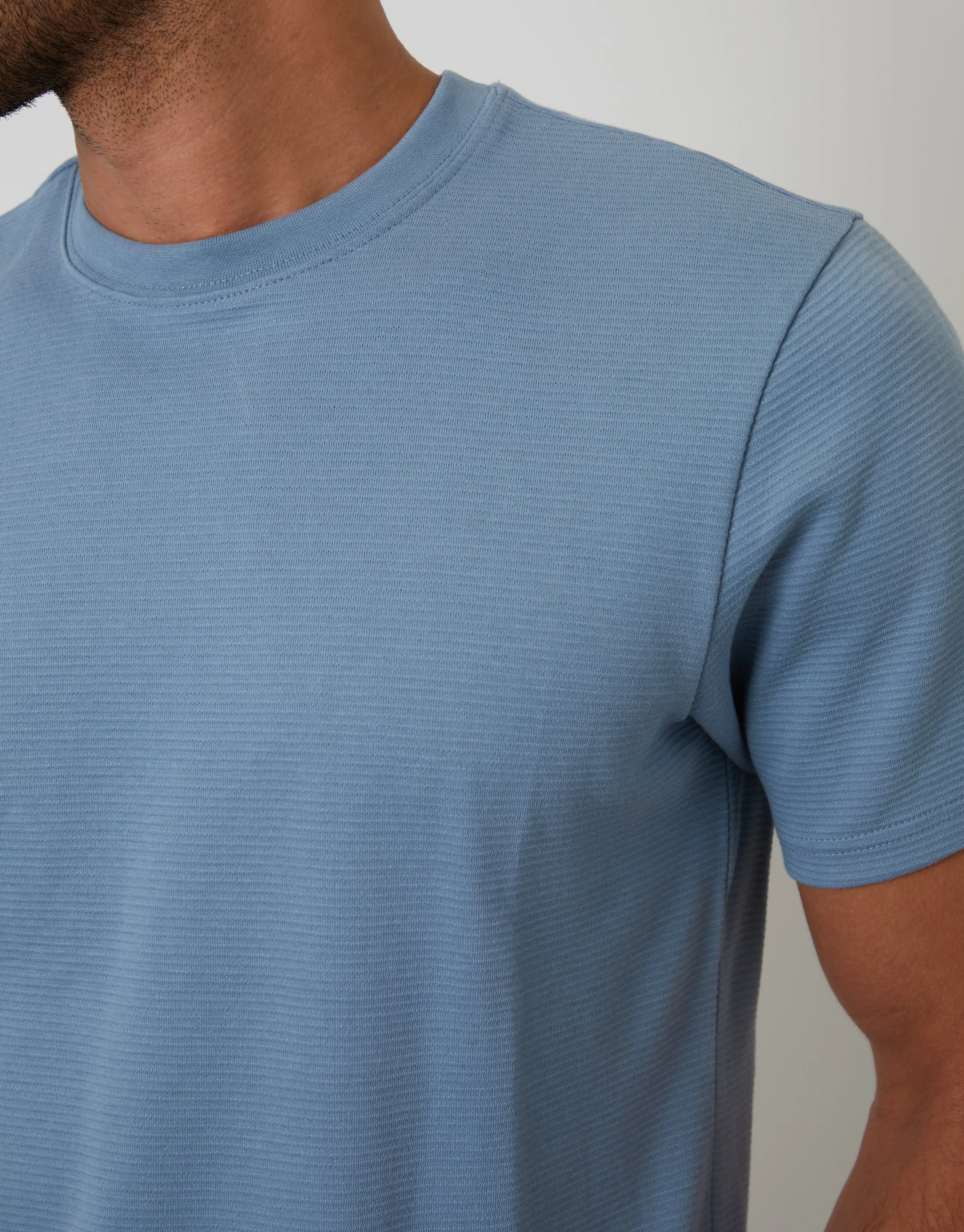 Denim Blue Jersey Slub Short Sleeve T-Shirt sold by Threadbare product image thumbnail 4