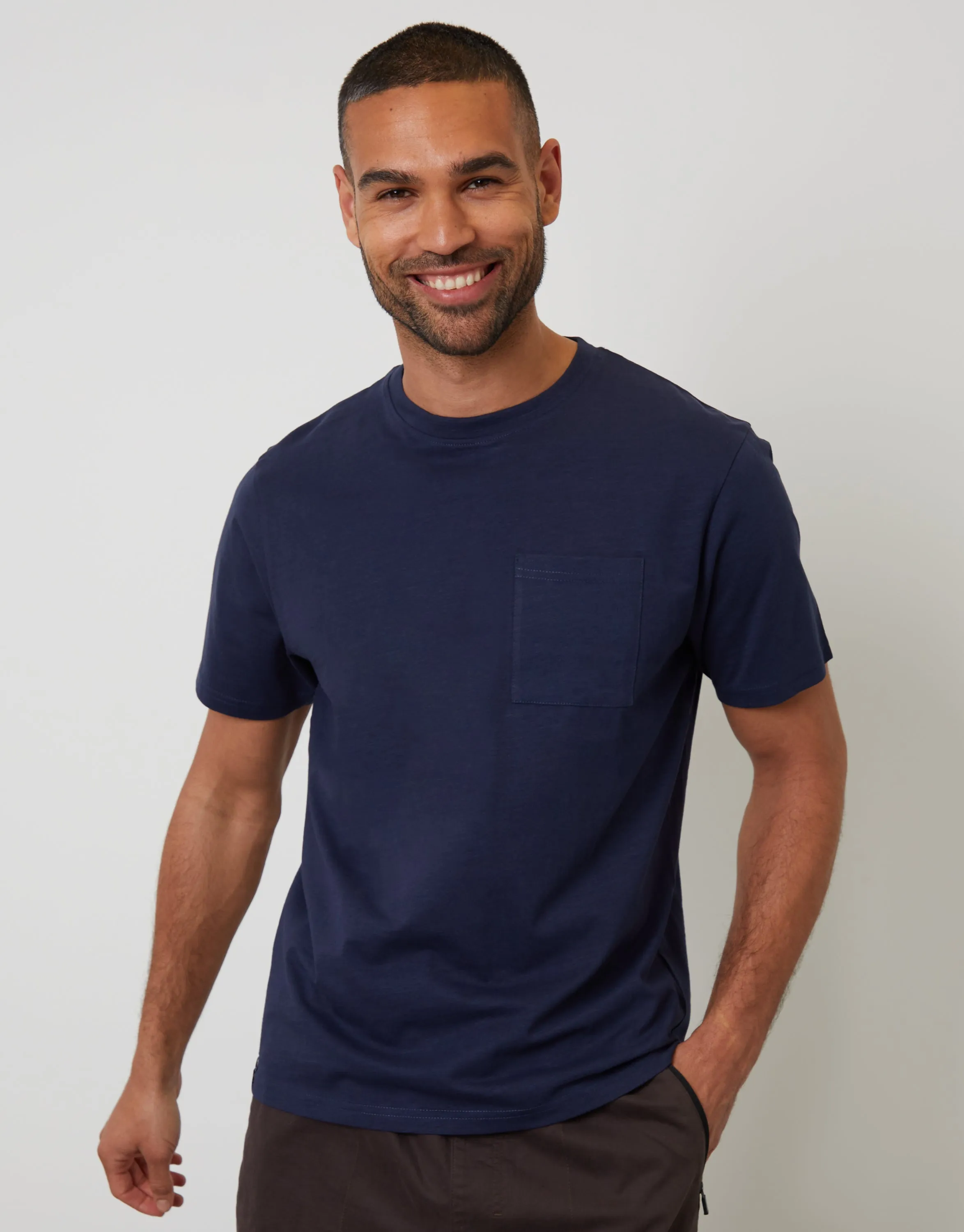 Navy Jersey Slub Short Sleeve T-Shirt sold by Threadbare