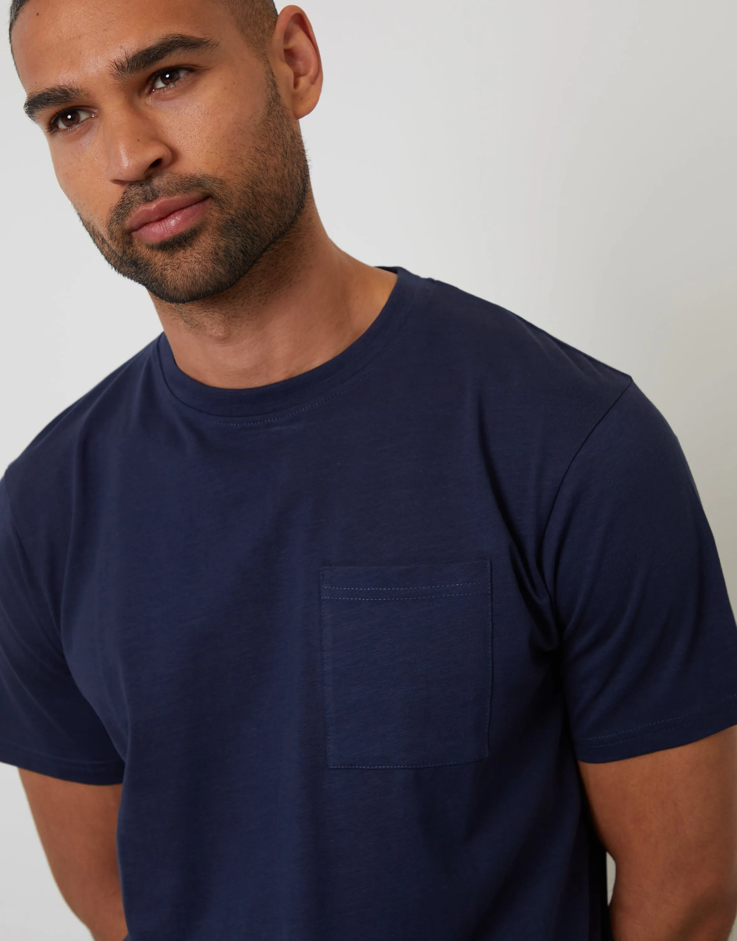 Navy Jersey Slub Short Sleeve T-Shirt sold by Threadbare product image thumbnail 4