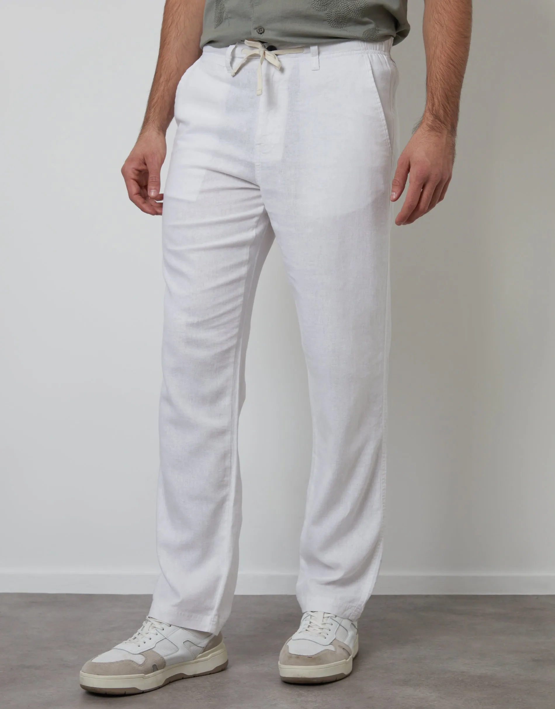 White Linen Blend Trousers sold by Threadbare