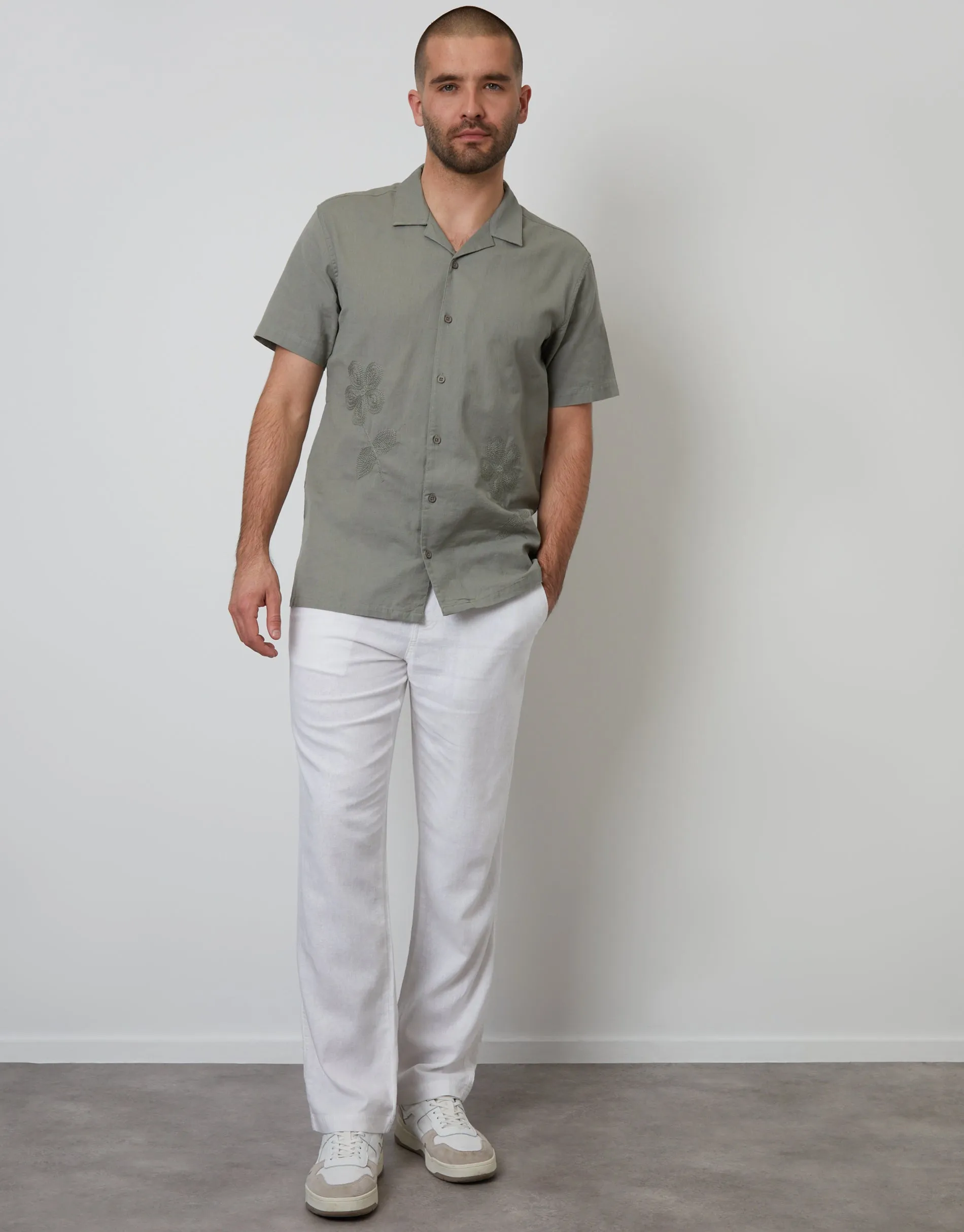 White Linen Blend Trousers sold by Threadbare product image thumbnail 3