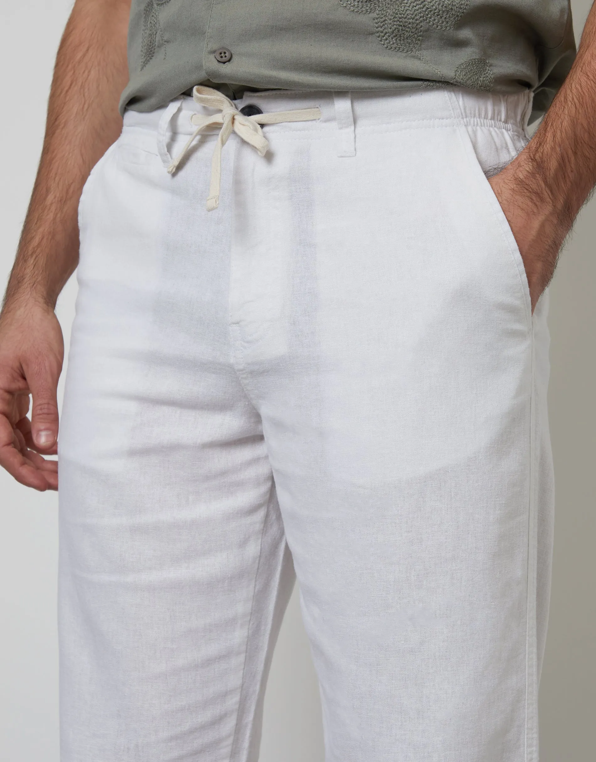 White Linen Blend Trousers sold by Threadbare product image thumbnail 4