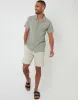 Sage Green Jersey Pique Revere Collar Short Sleeve Shirt sold by Threadbare